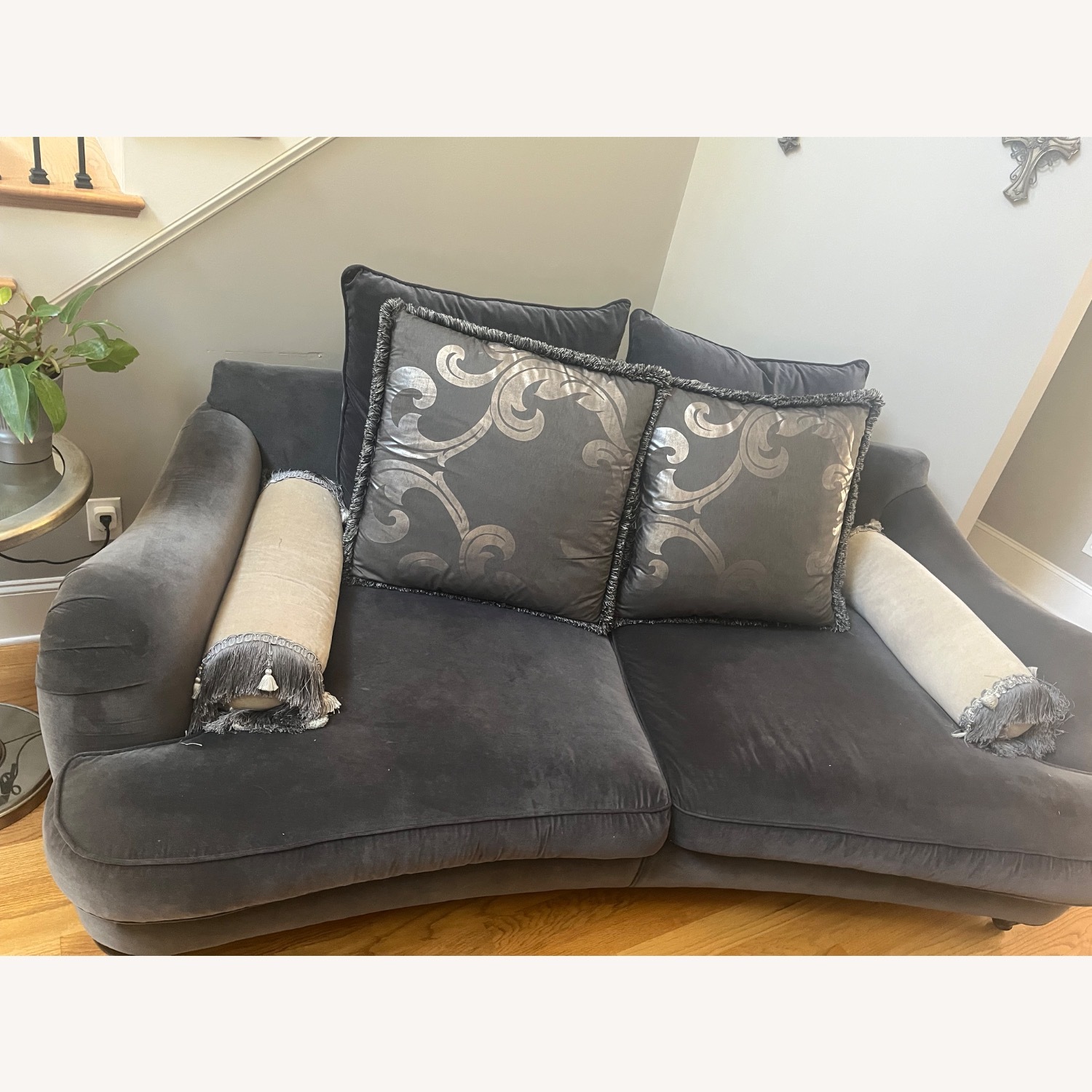 Thayer Coggin Light Gray Fabric 2 Seater Sofa - image-2