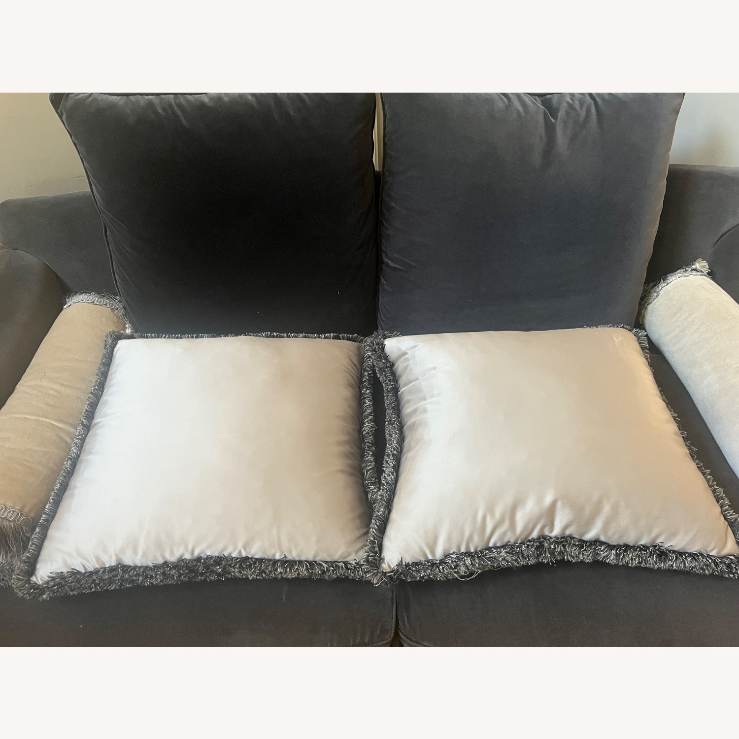 Thayer Coggin Light Gray Fabric 2 Seater Sofa - image-5