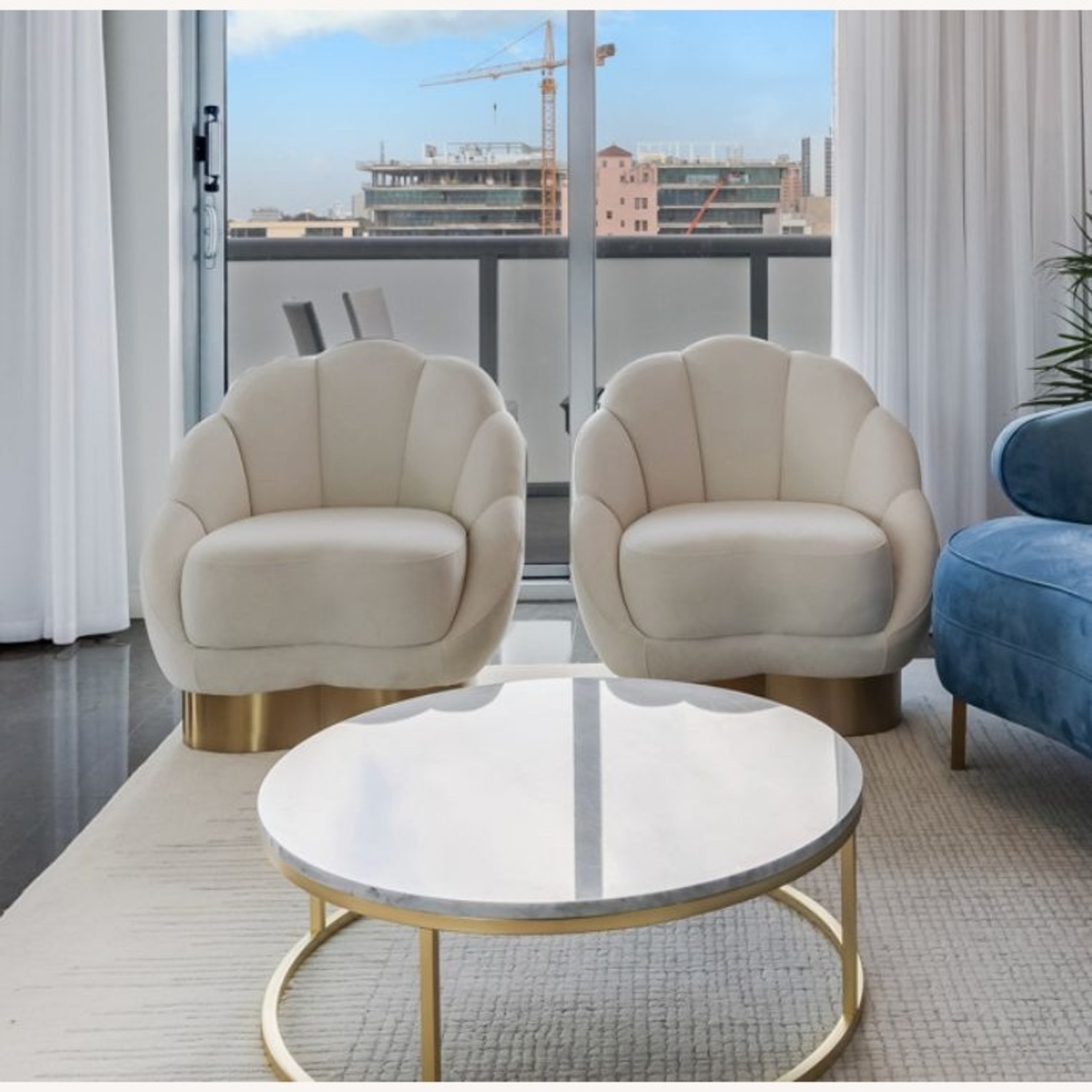 TOV Furniture Cream Velvet Accent Chairs  - image-1