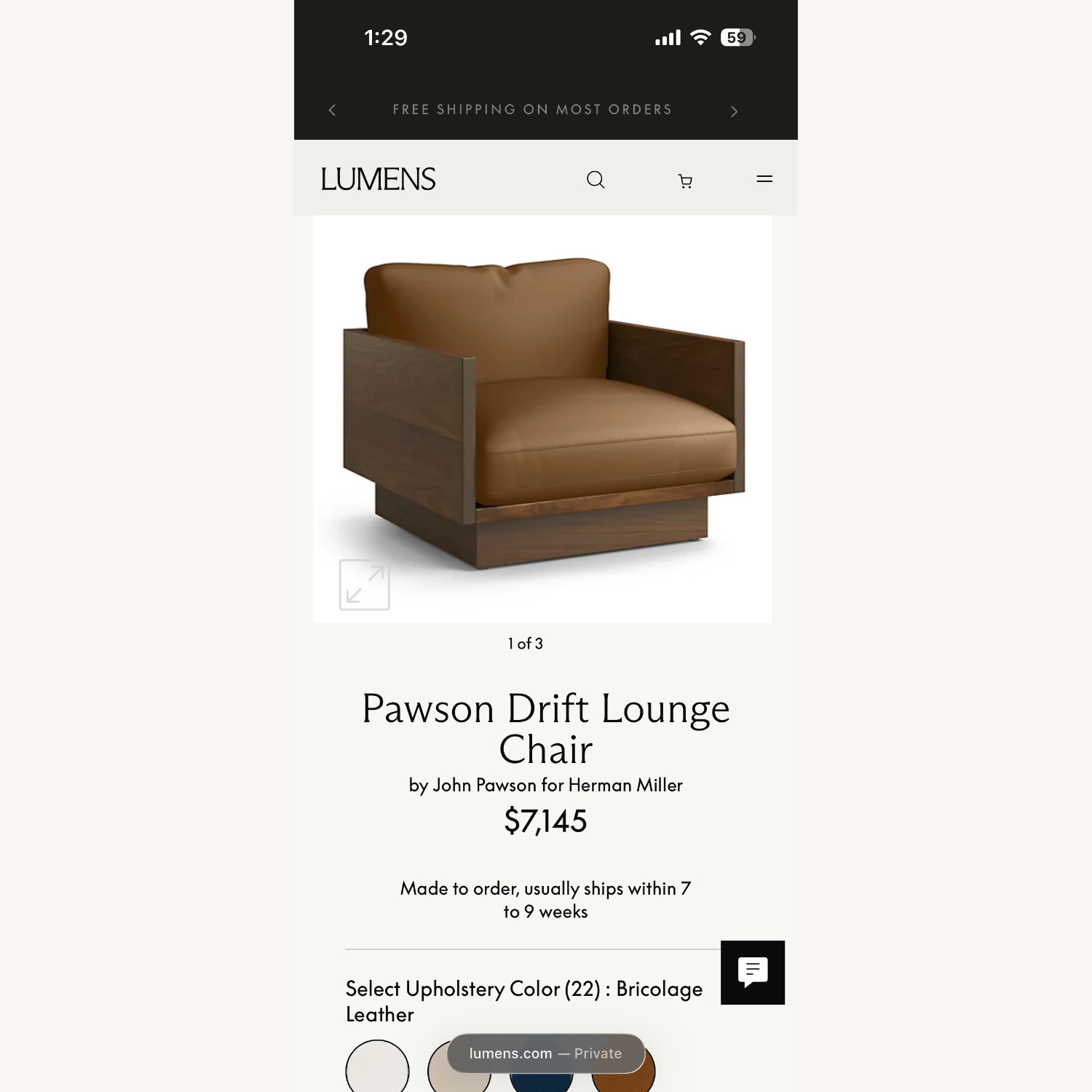 Design Within Reach Light Brown Chair and a Half - image-2