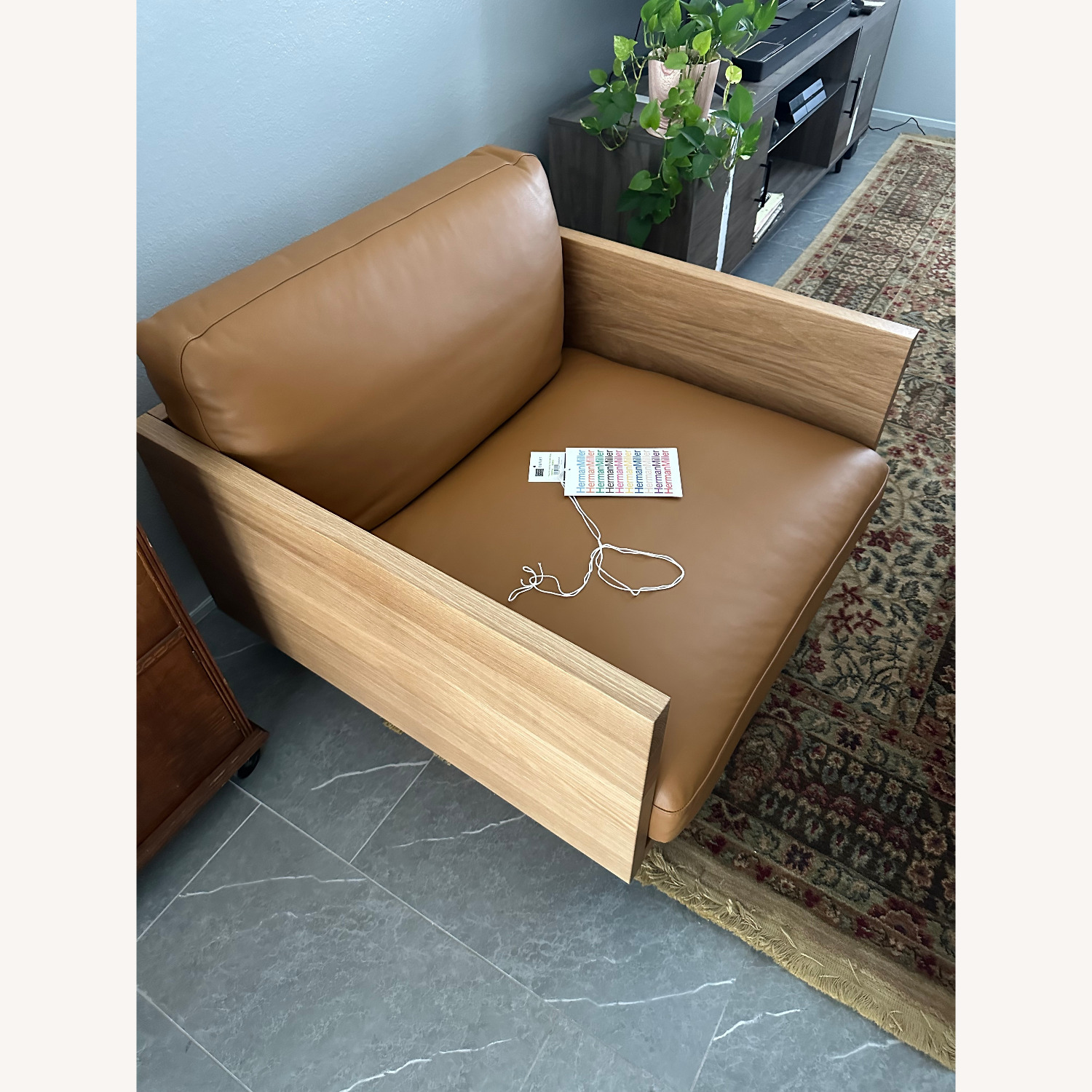 Design Within Reach Light Brown Chair and a Half - image-3