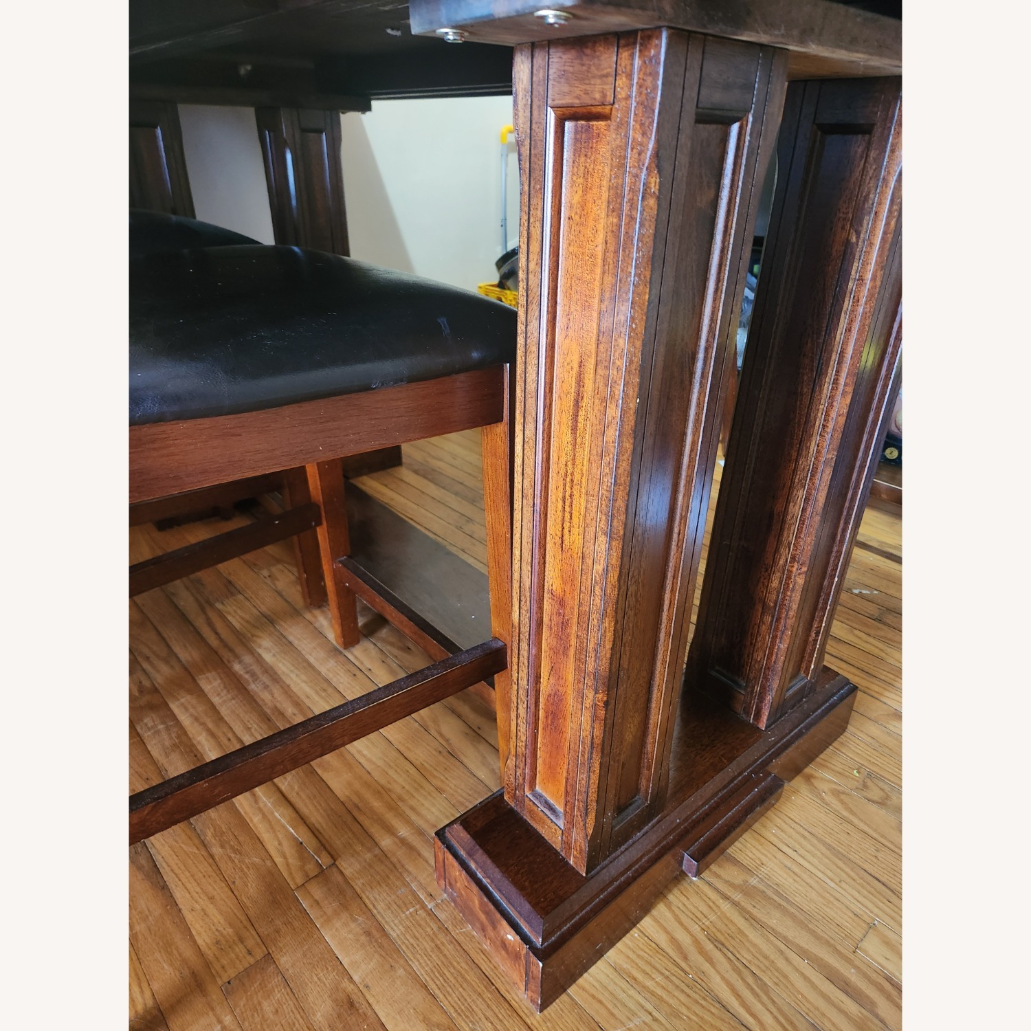Dark Brown Wood Dining Table & 4 Chairs - image-6