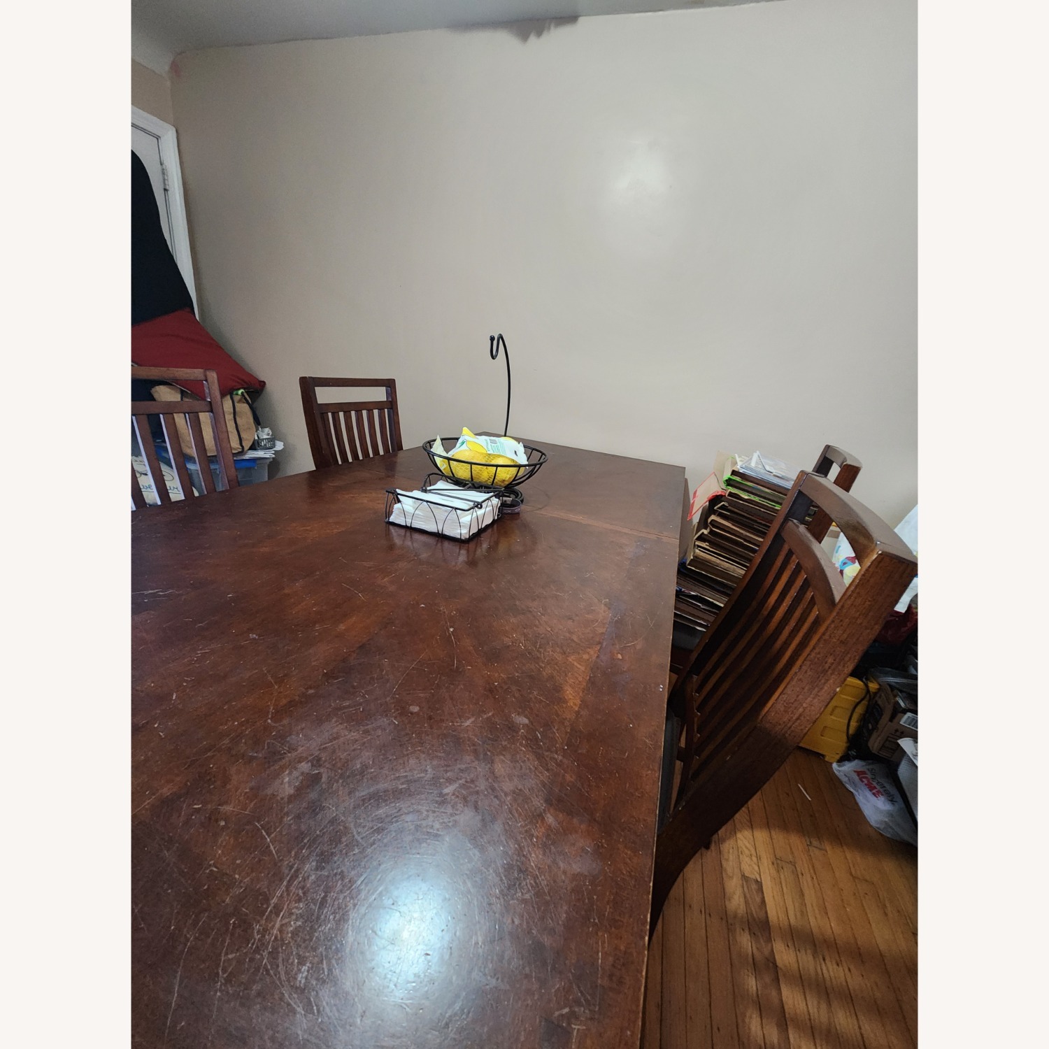 Dark Brown Wood Dining Table & 4 Chairs - image-2