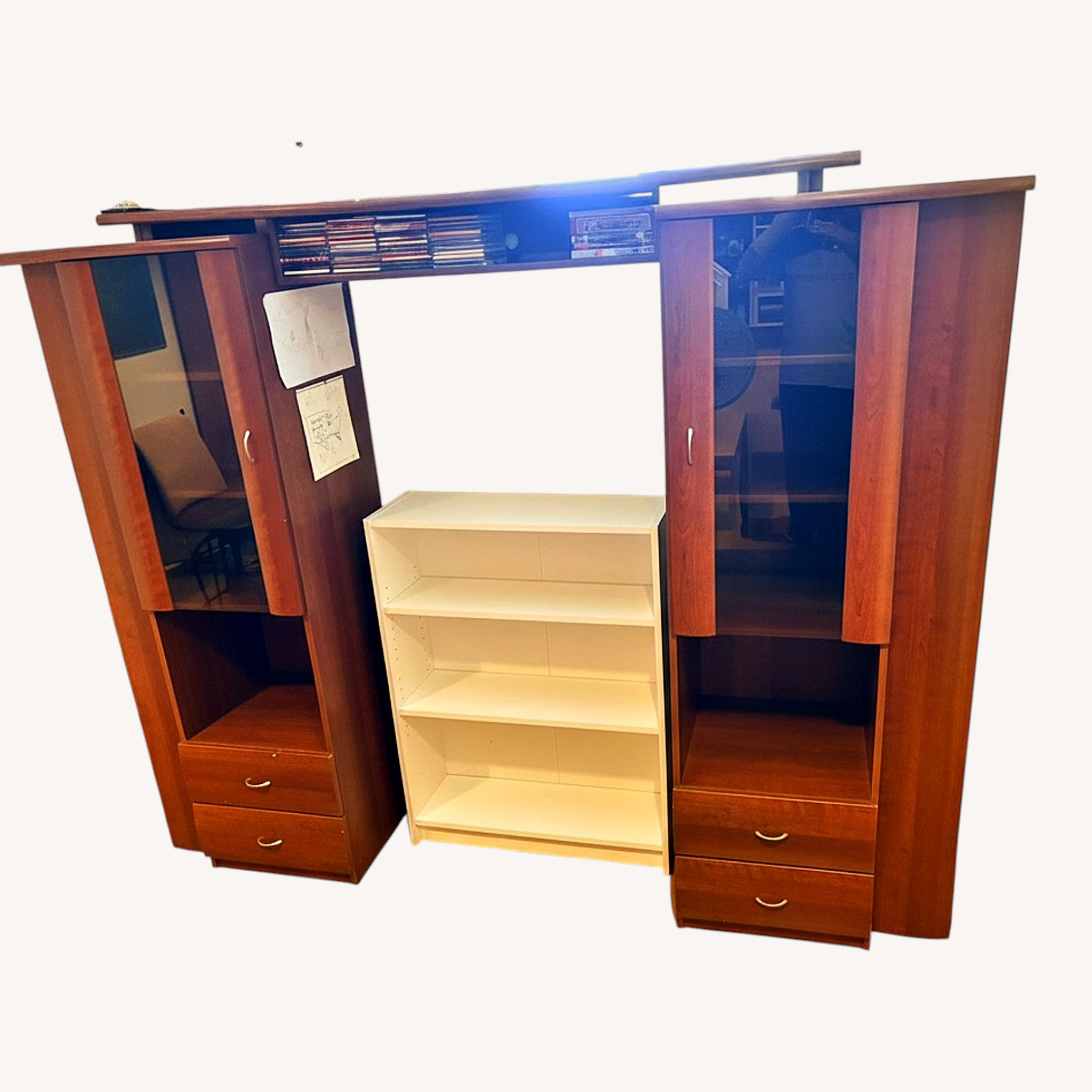 Light Brown Wood Media Storage - image-0