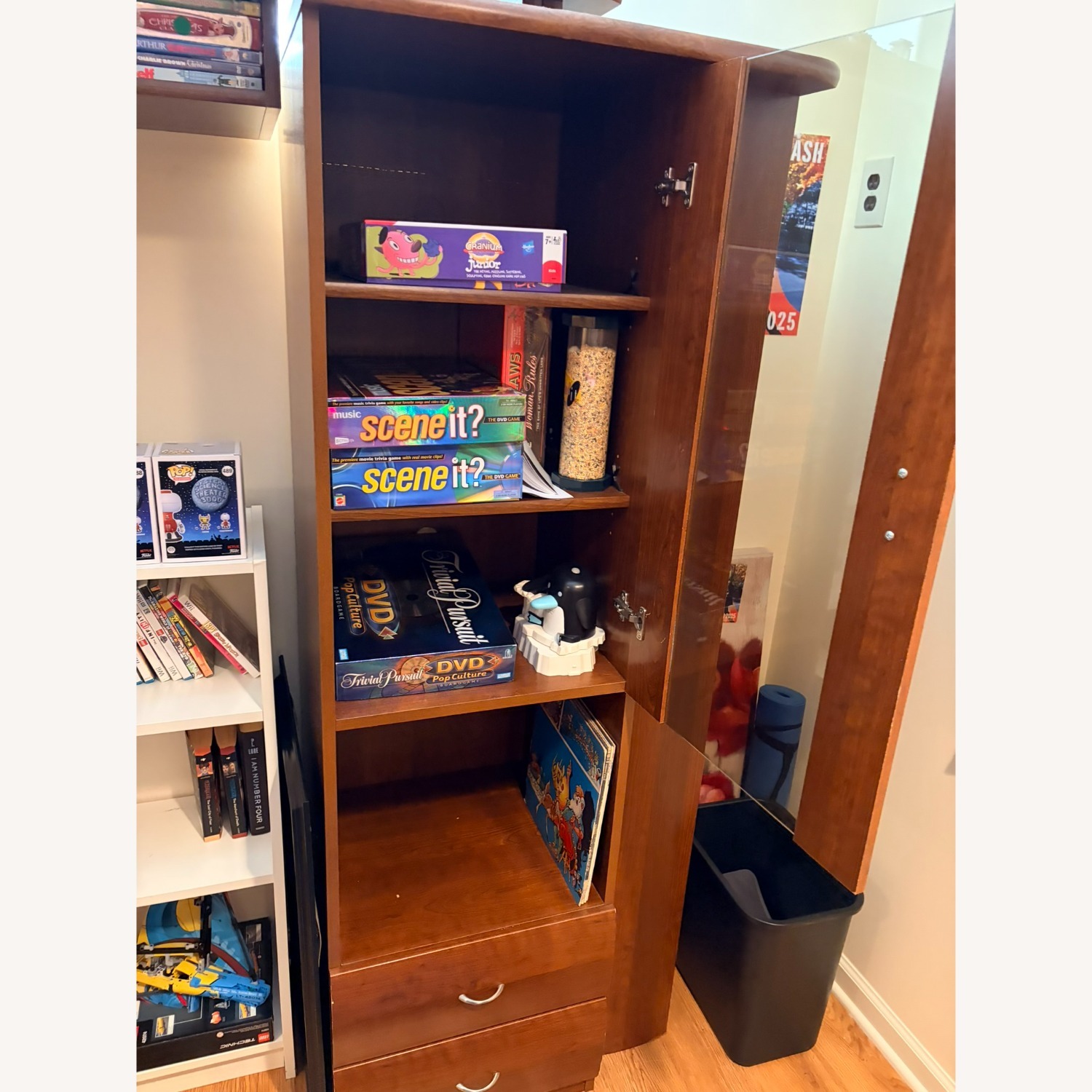 Light Brown Wood Media Storage - image-3