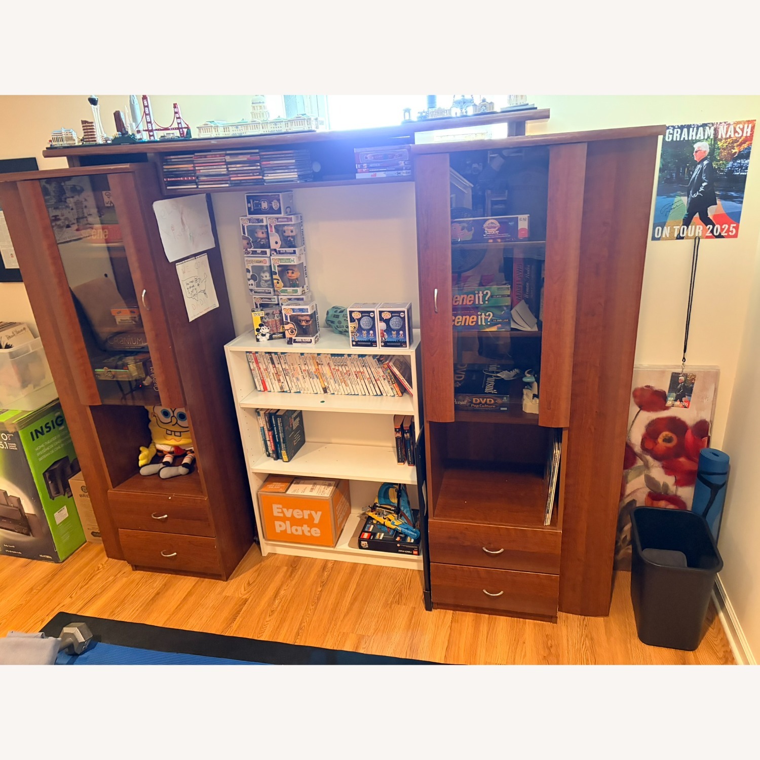 Light Brown Wood Media Storage - image-1