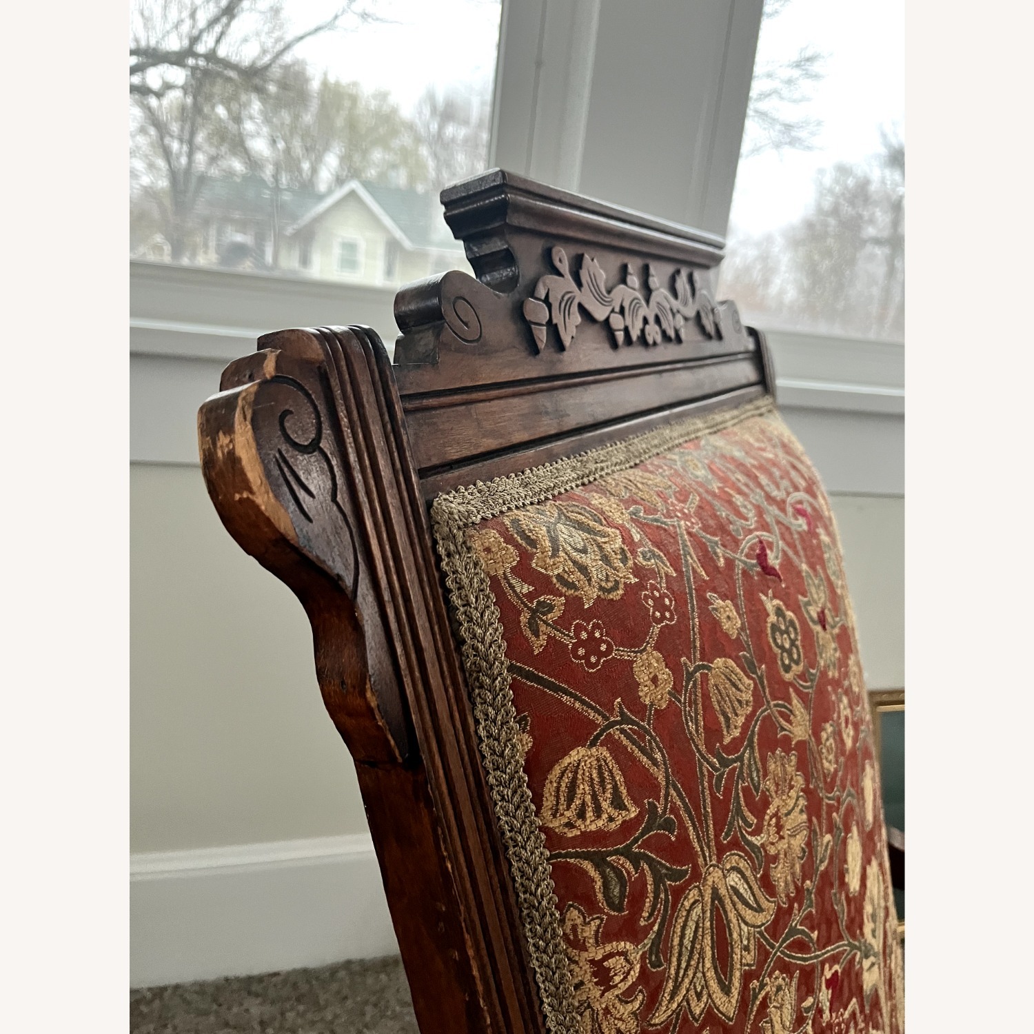 Vintage/Antique Red Wood Accent Chair - image-2
