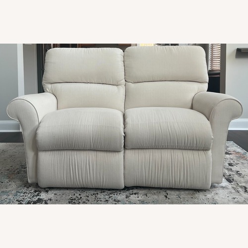 Used La-Z-Boy Robin Reclining Loveseat White Loveseat for sale on AptDeco