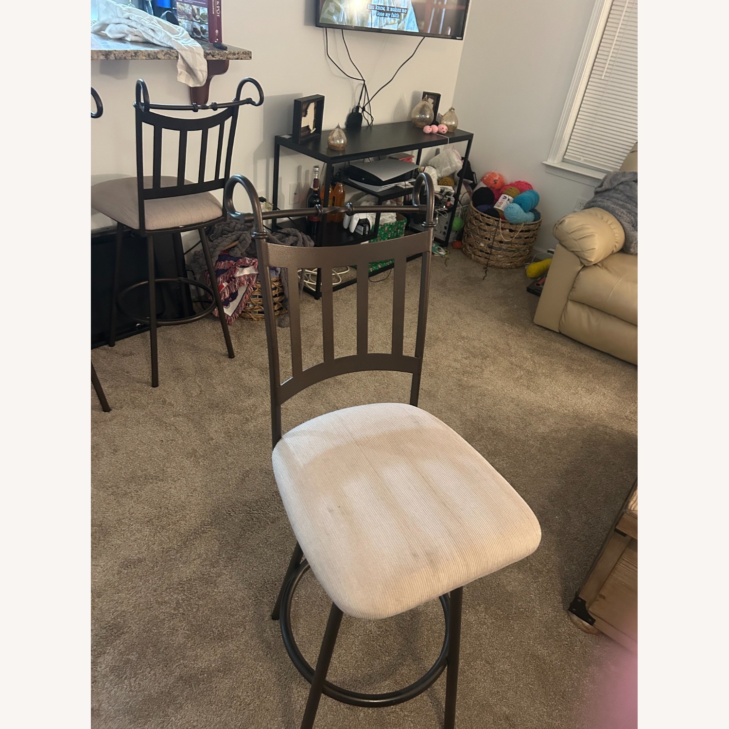 Dark Brown Metal Stools - image-3