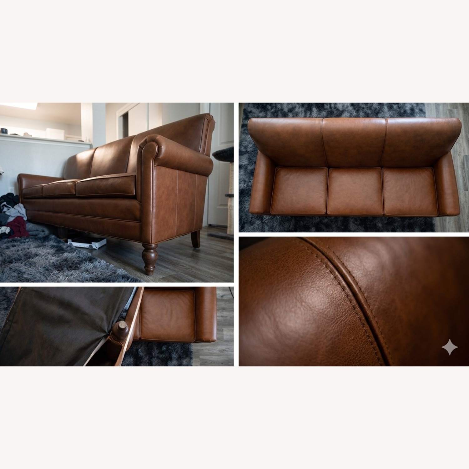 Light Brown Leather 3 Seat Couch  - image-3