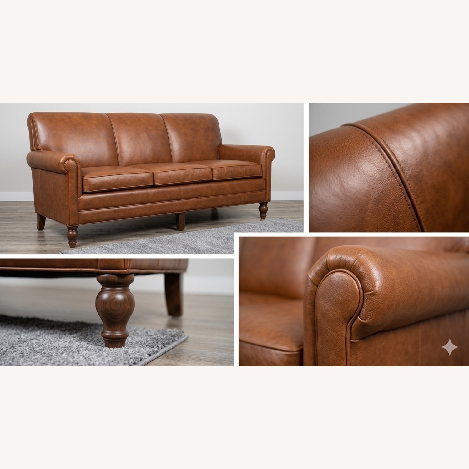 Light Brown Leather 3 Seat Couch  - image-4