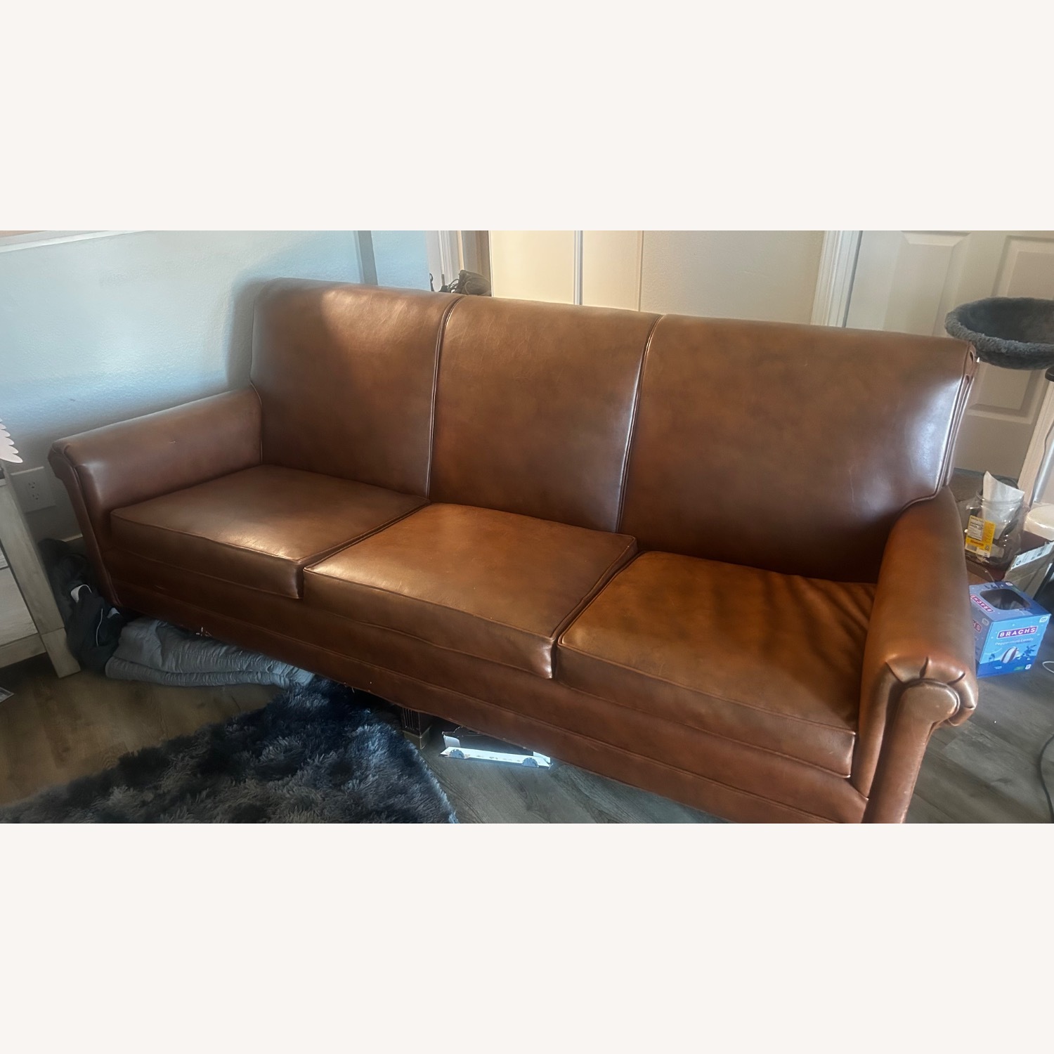 Light Brown Leather 3 Seat Couch  - image-1