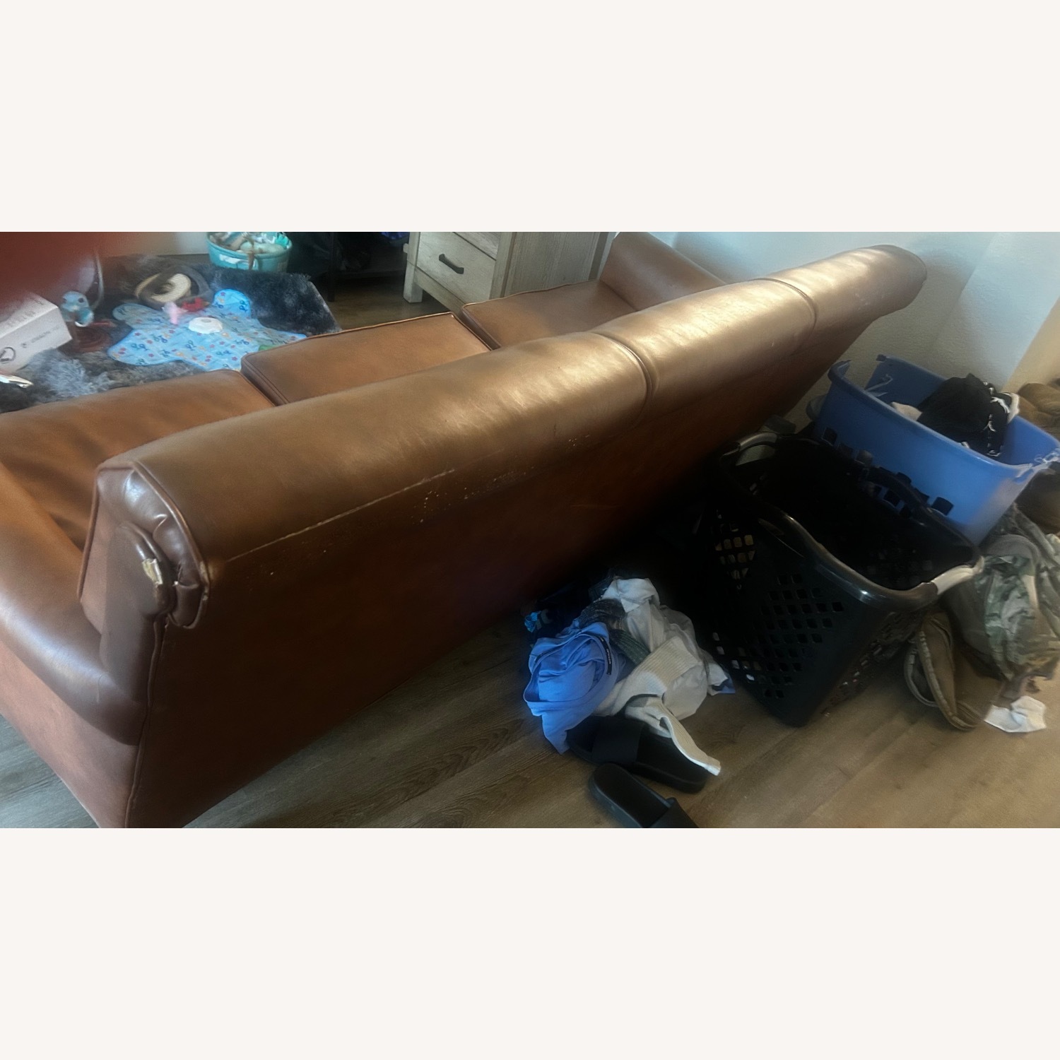 Light Brown Leather 3 Seat Couch  - image-2