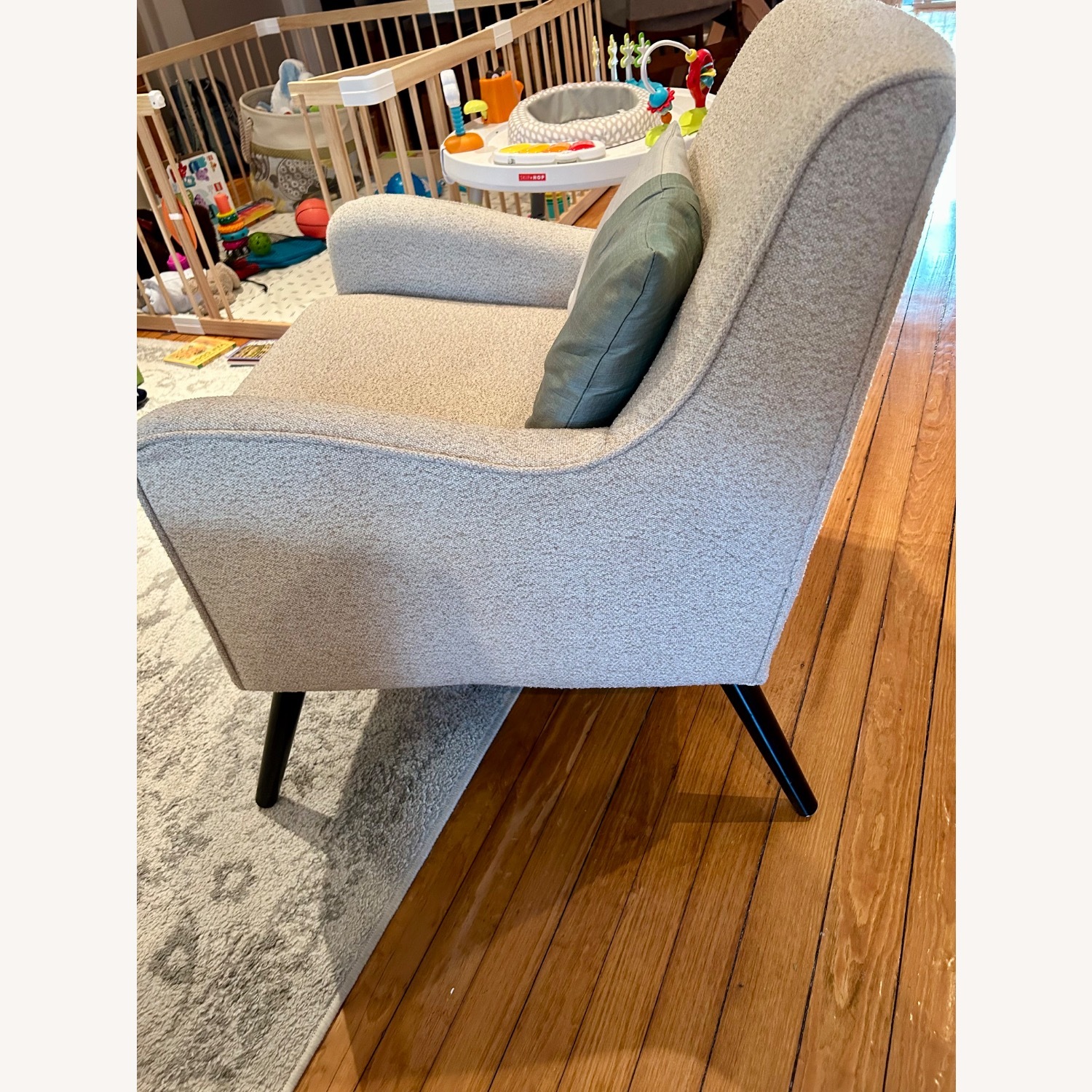 West Elm Book Nook Chairs Natural Fabric Armchair - image-6