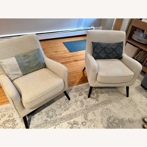 Used West Elm Book Nook Chairs Natural Fabric Armchair for sale on AptDeco