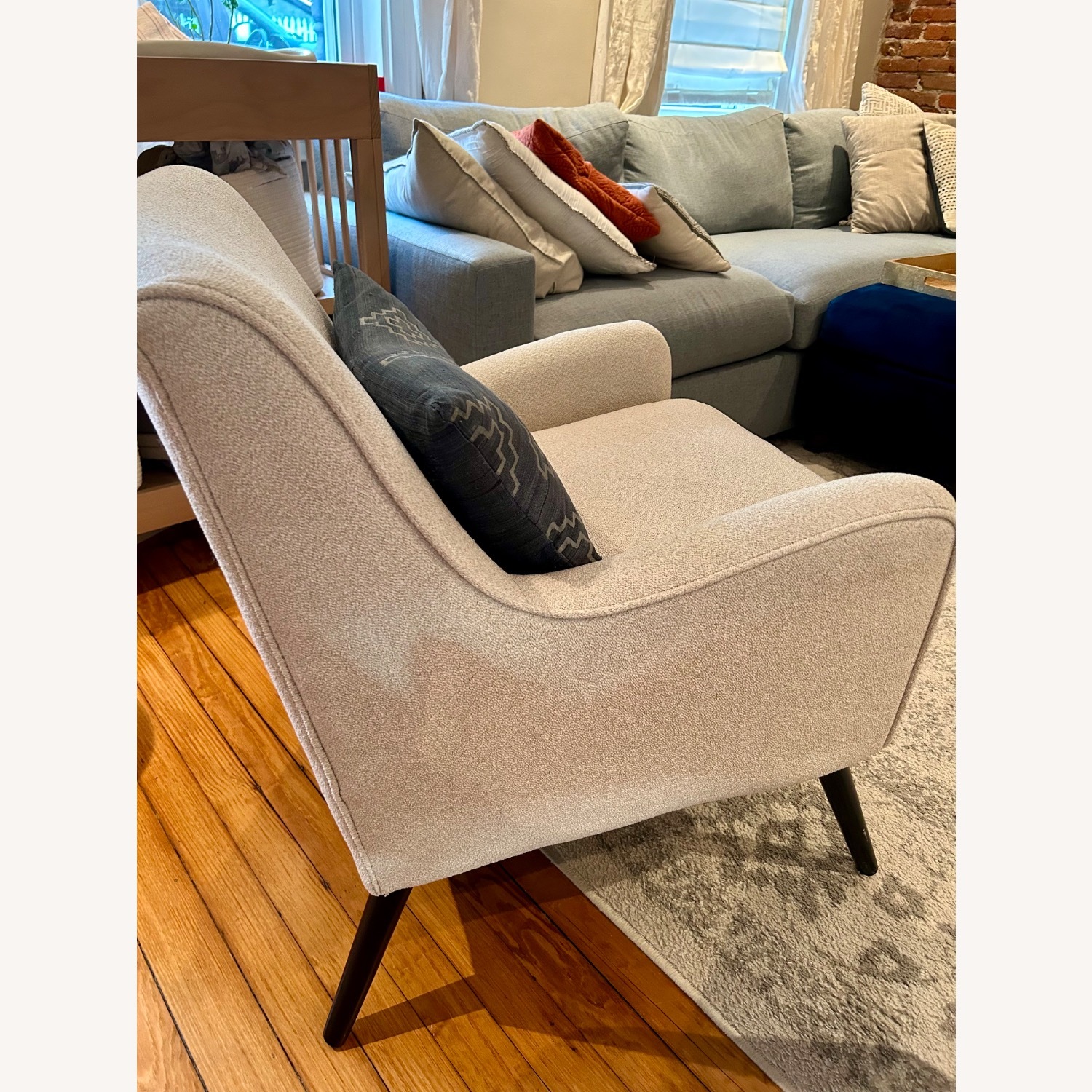 West Elm Book Nook Chairs Natural Fabric Armchair - image-5