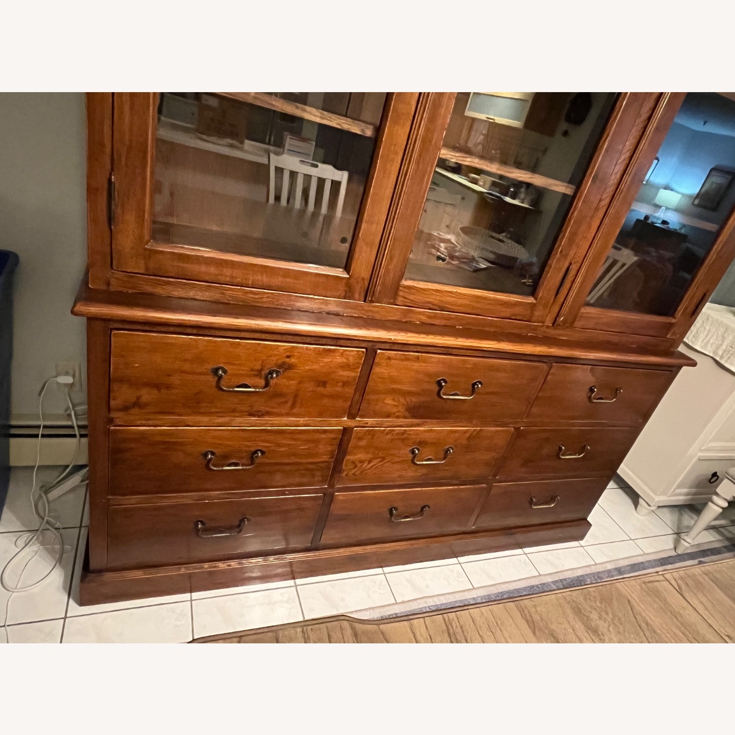 Vintage/Antique Dark Brown Wood Wall Unit - image-6