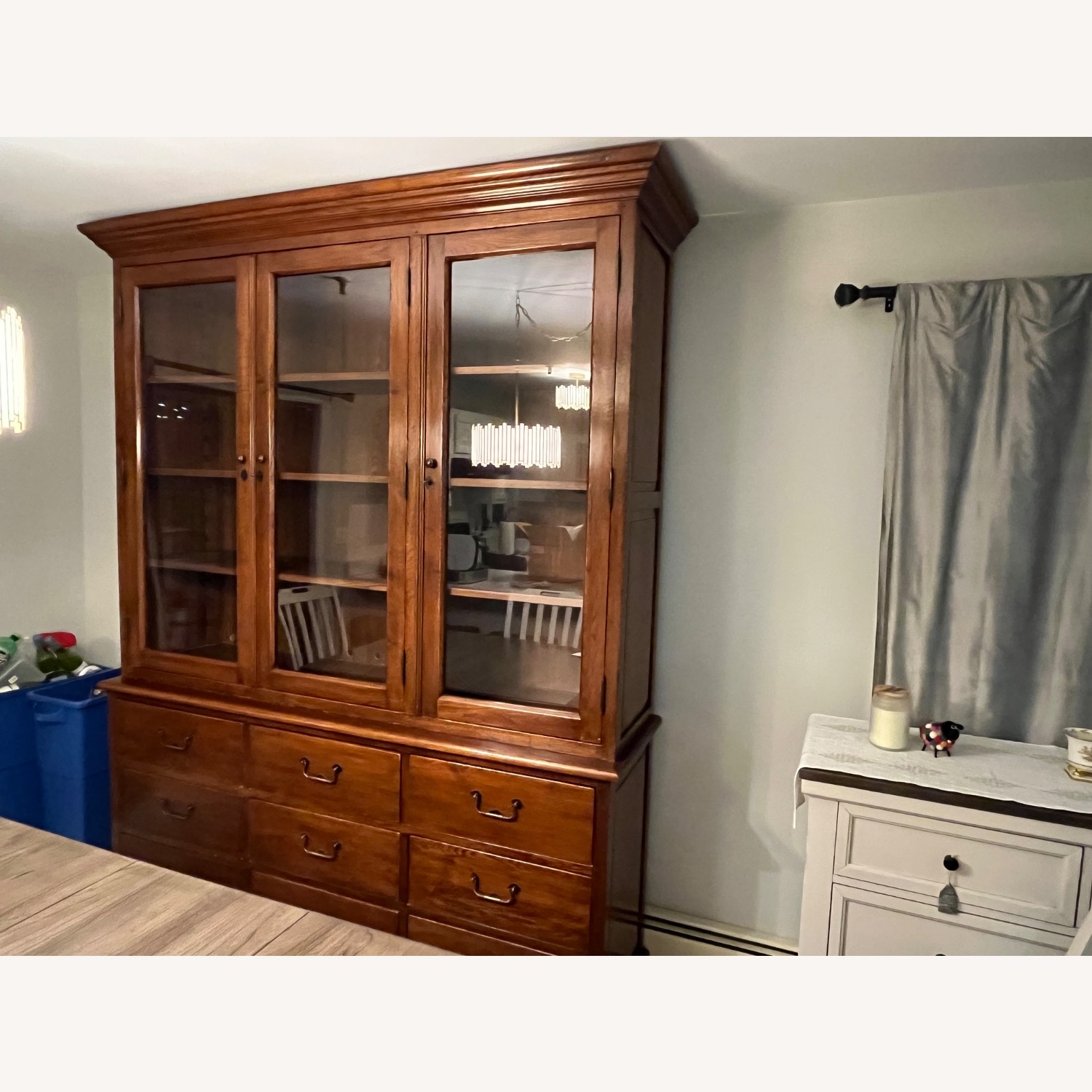 Vintage/Antique Dark Brown Wood Wall Unit - image-1