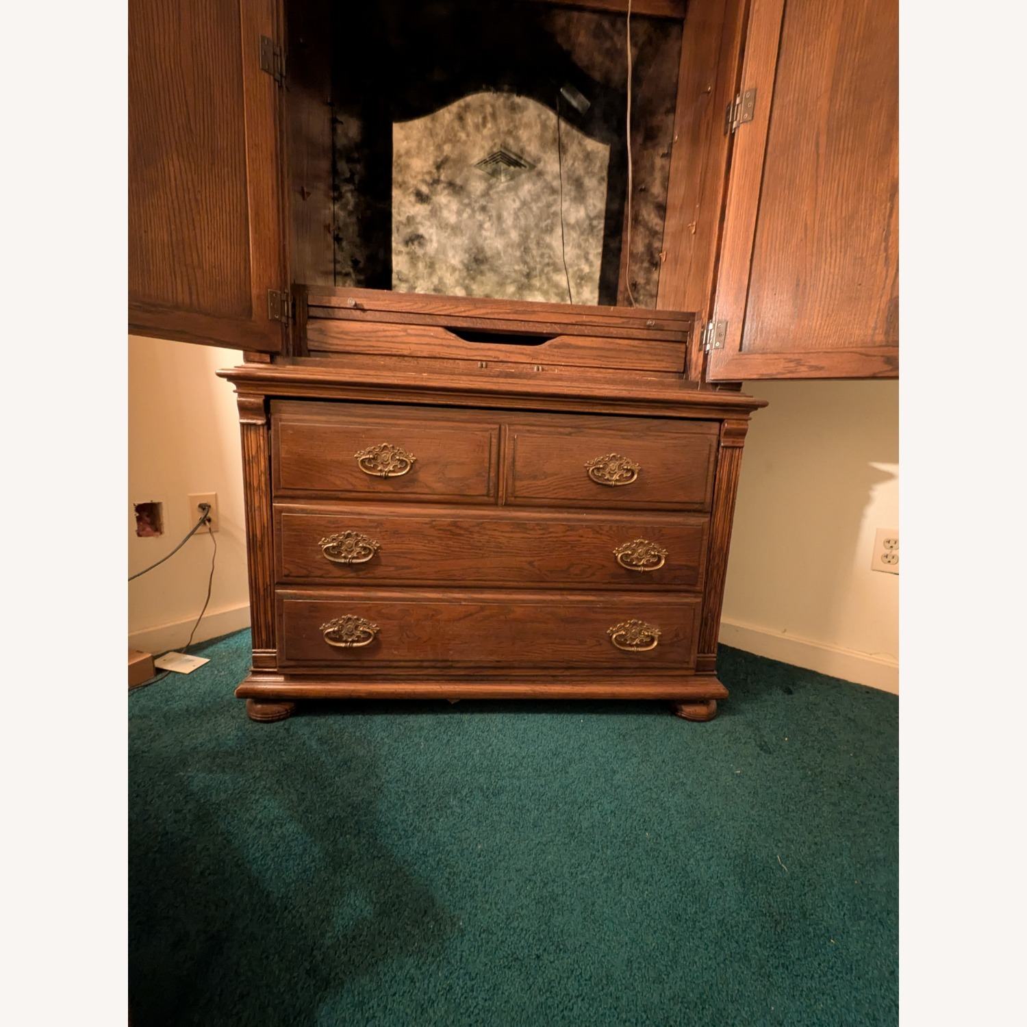 Ethan Allen Charter Oak Armoire Wood Armoire - image-8