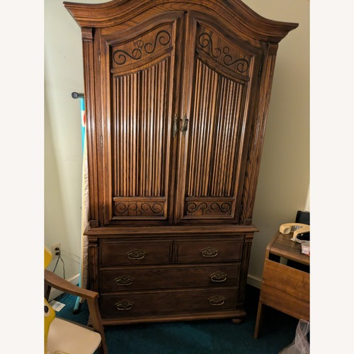 Used Ethan Allen Charter Oak Armoire Wood Armoire for sale on AptDeco