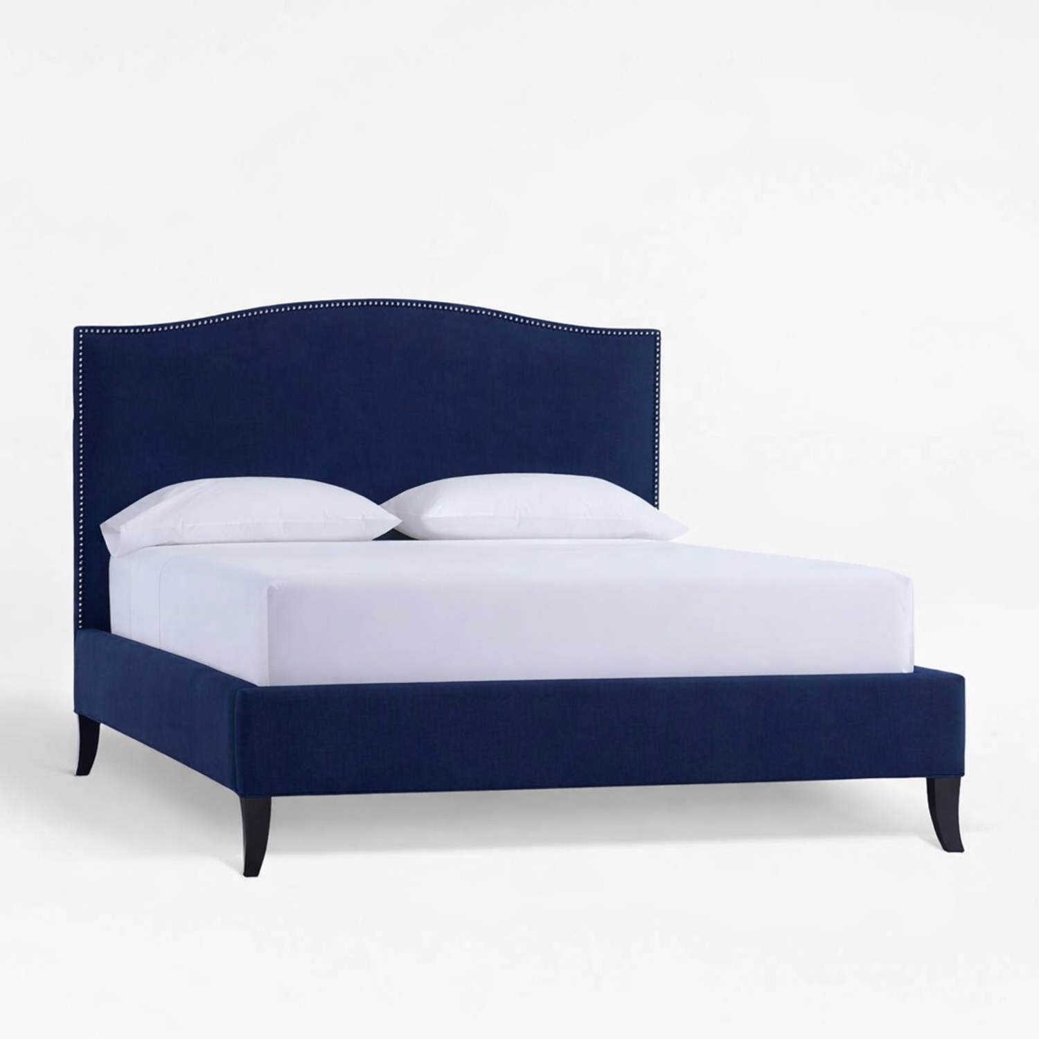 Crate & Barrel Colette Blue Suede Queen Bed - image-4