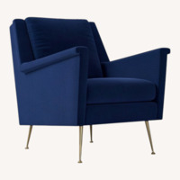 West Elm Carlo Blue Velvet Armchair