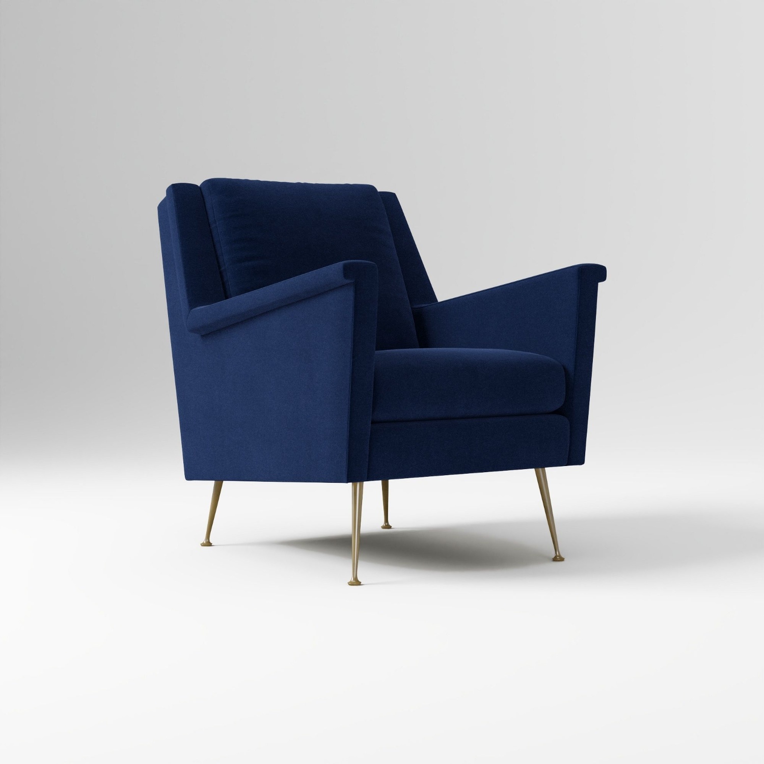 West Elm Carlo Blue Velvet Armchair - image-5
