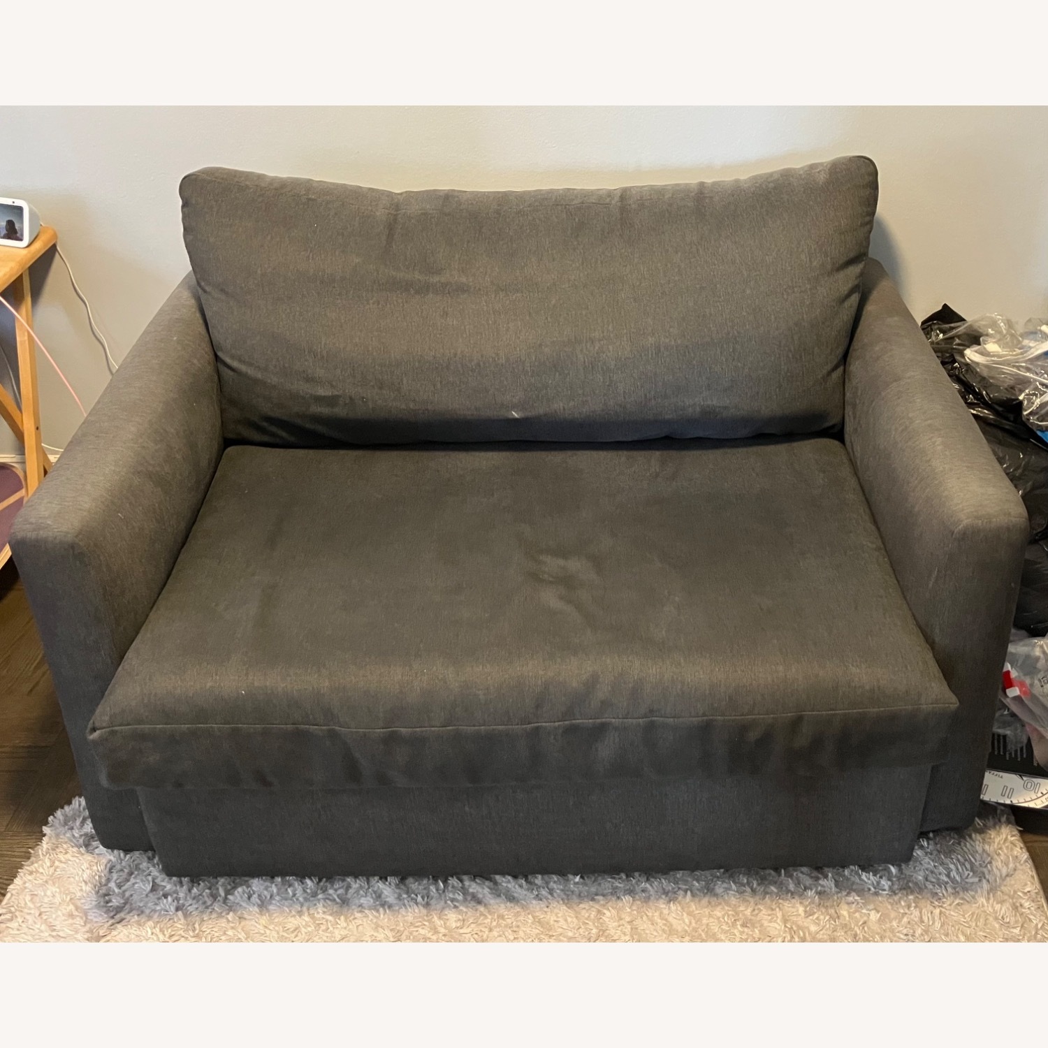 Dark Gray Fabric 2 Seater Sofa-Bed - image-1