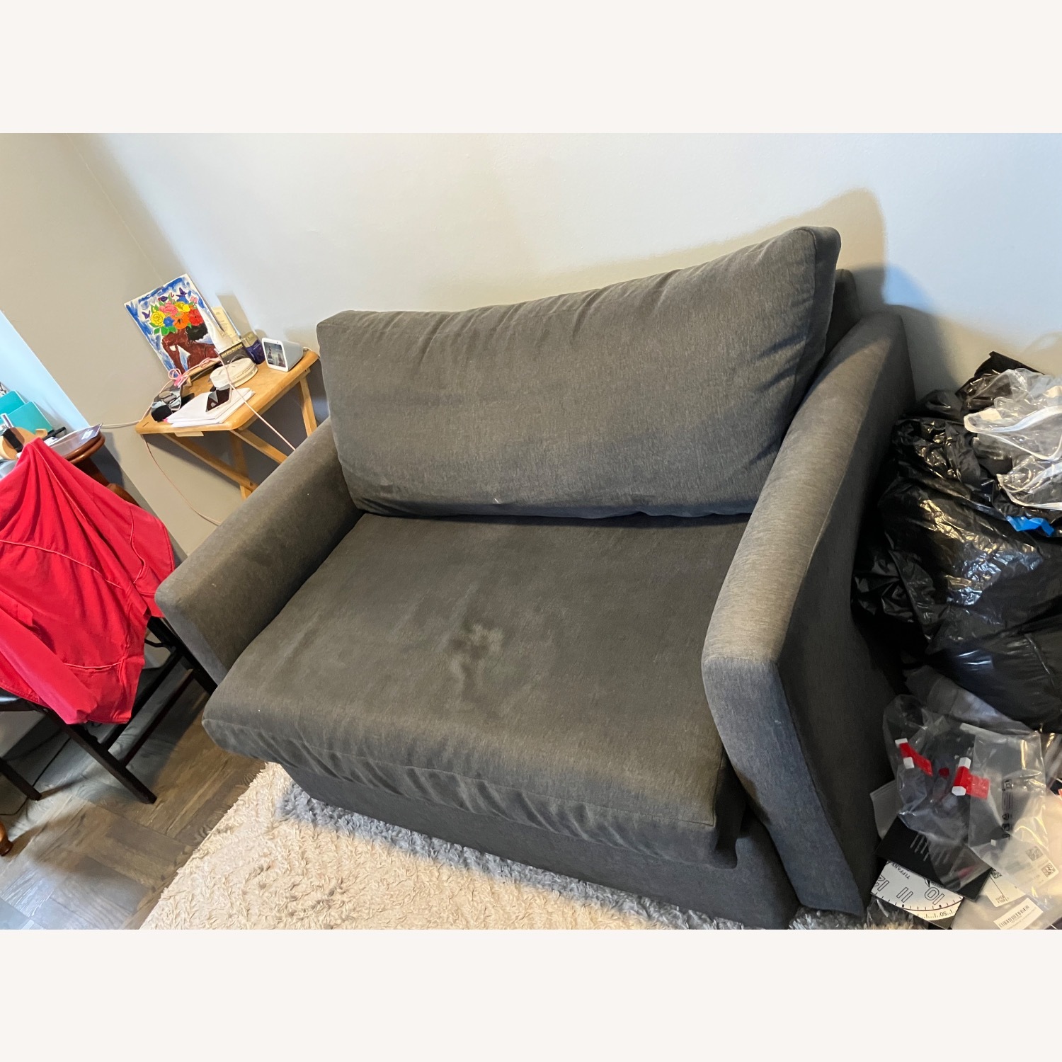 Dark Gray Fabric 2 Seater Sofa-Bed - image-3