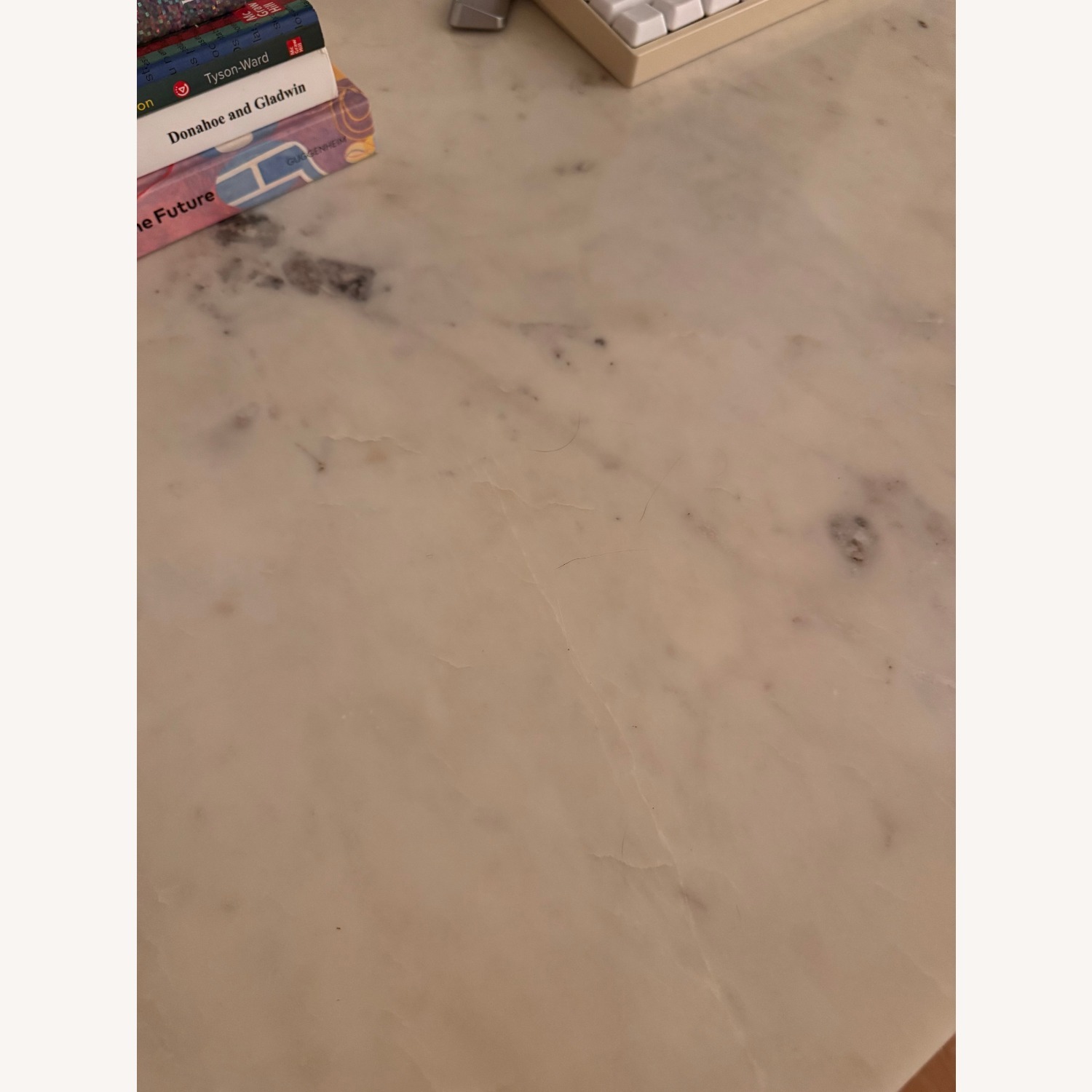 CB2 Dahlia White Marble Desk - image-3