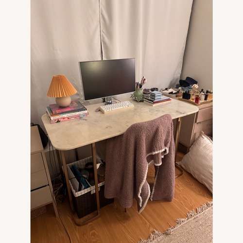 Used CB2 Dahlia White Marble Desk for sale on AptDeco