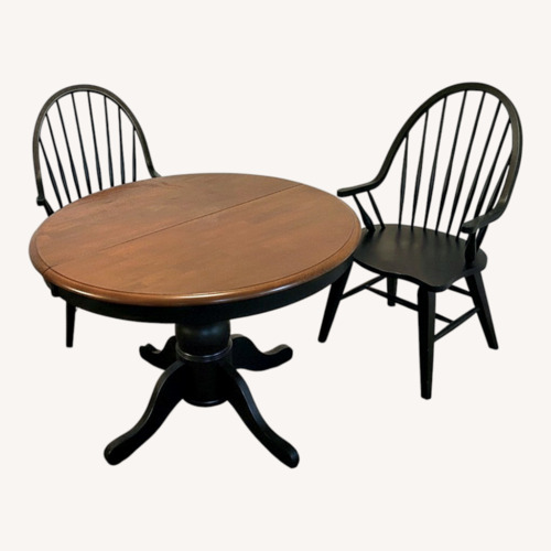 Used Dark Brown Wood Dining Set with 2 Chairs included for sale on AptDeco