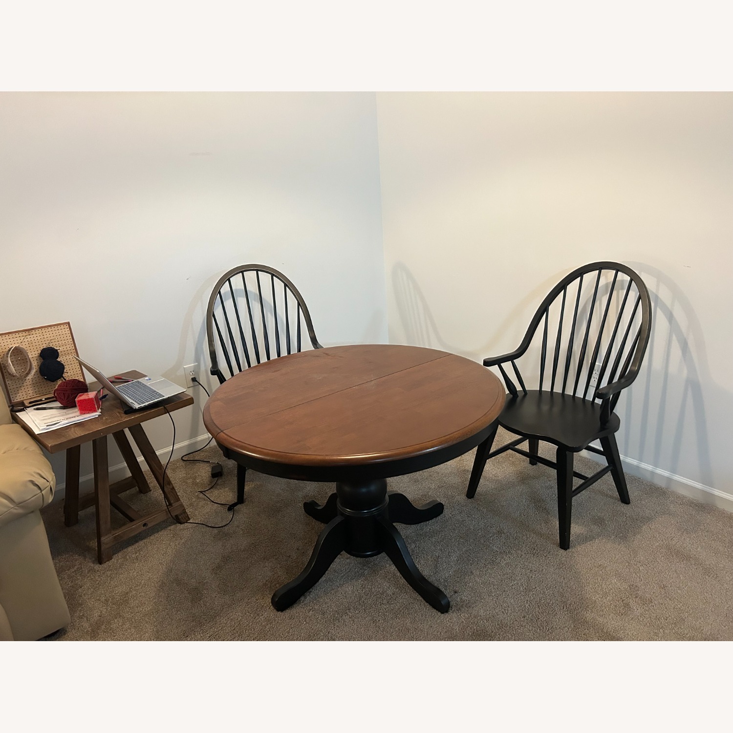 Dark Brown Wood Dining Set with 2 Chairs included - image-1