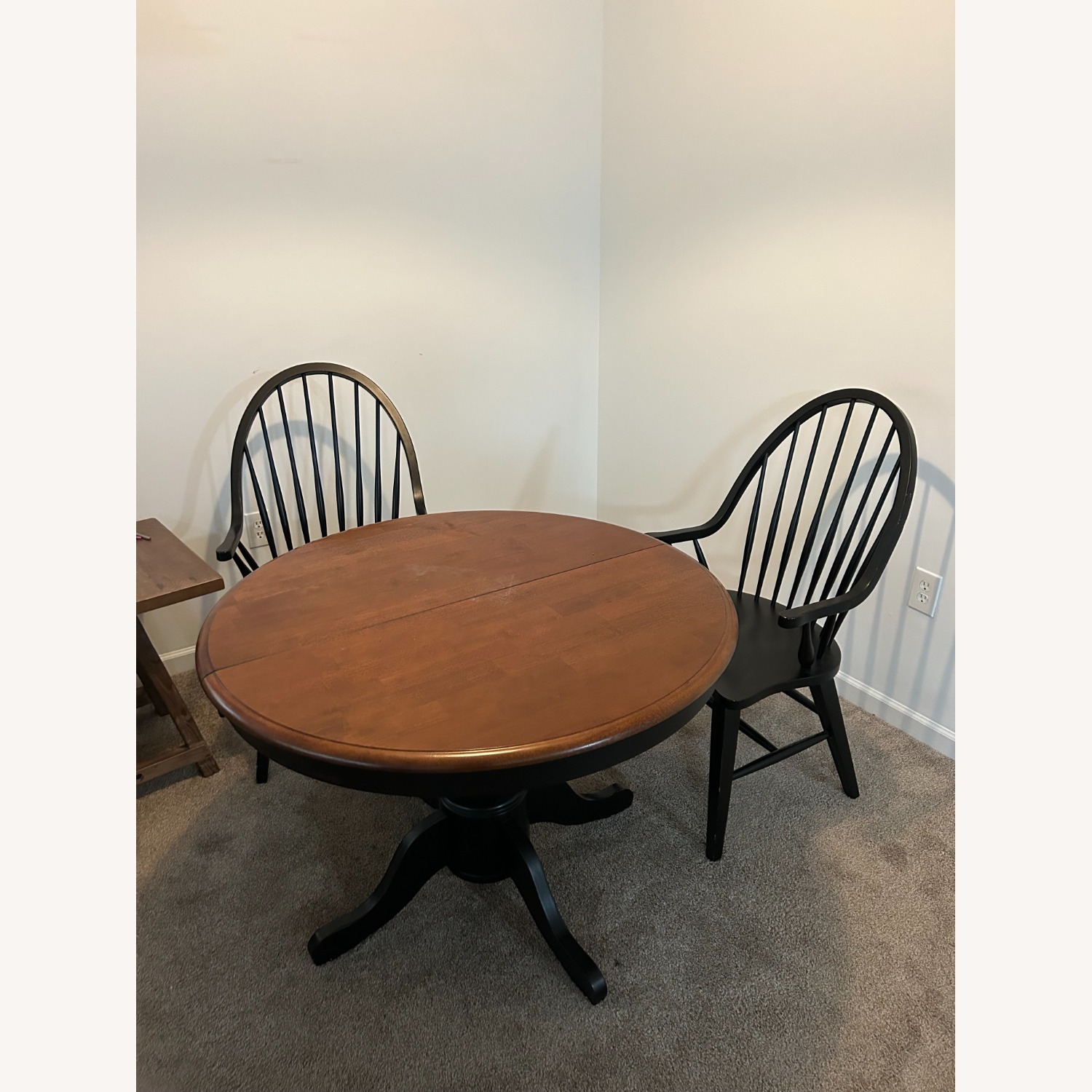 Dark Brown Wood Dining Set with 2 Chairs included - image-3