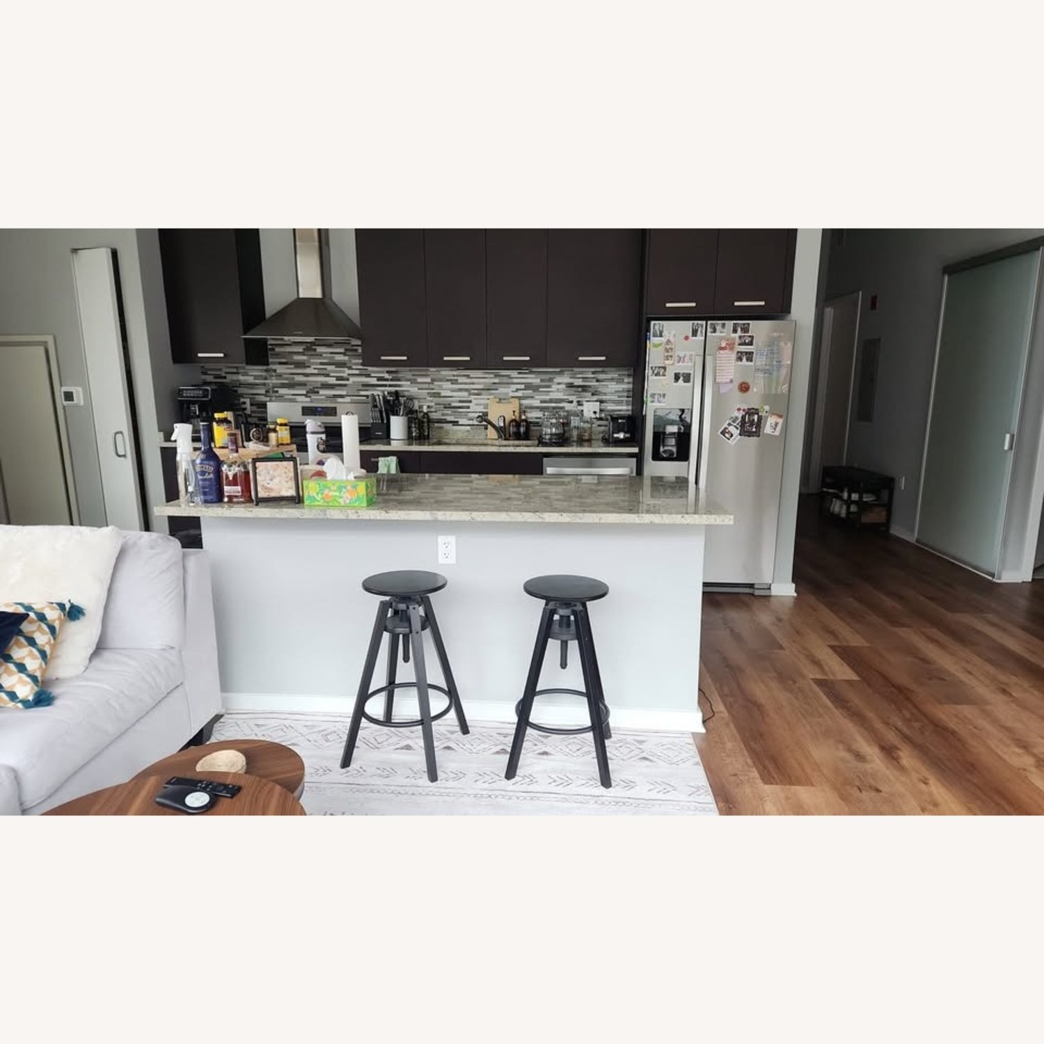 IKEA Black Wood Stools 2 - image-1