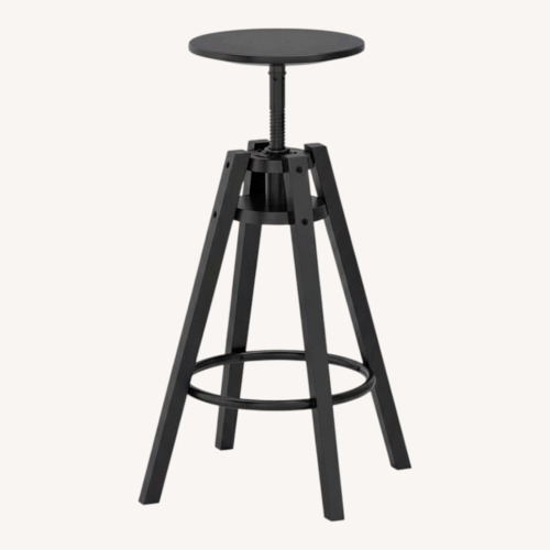 Used IKEA Black Wood Stools 2 for sale on AptDeco