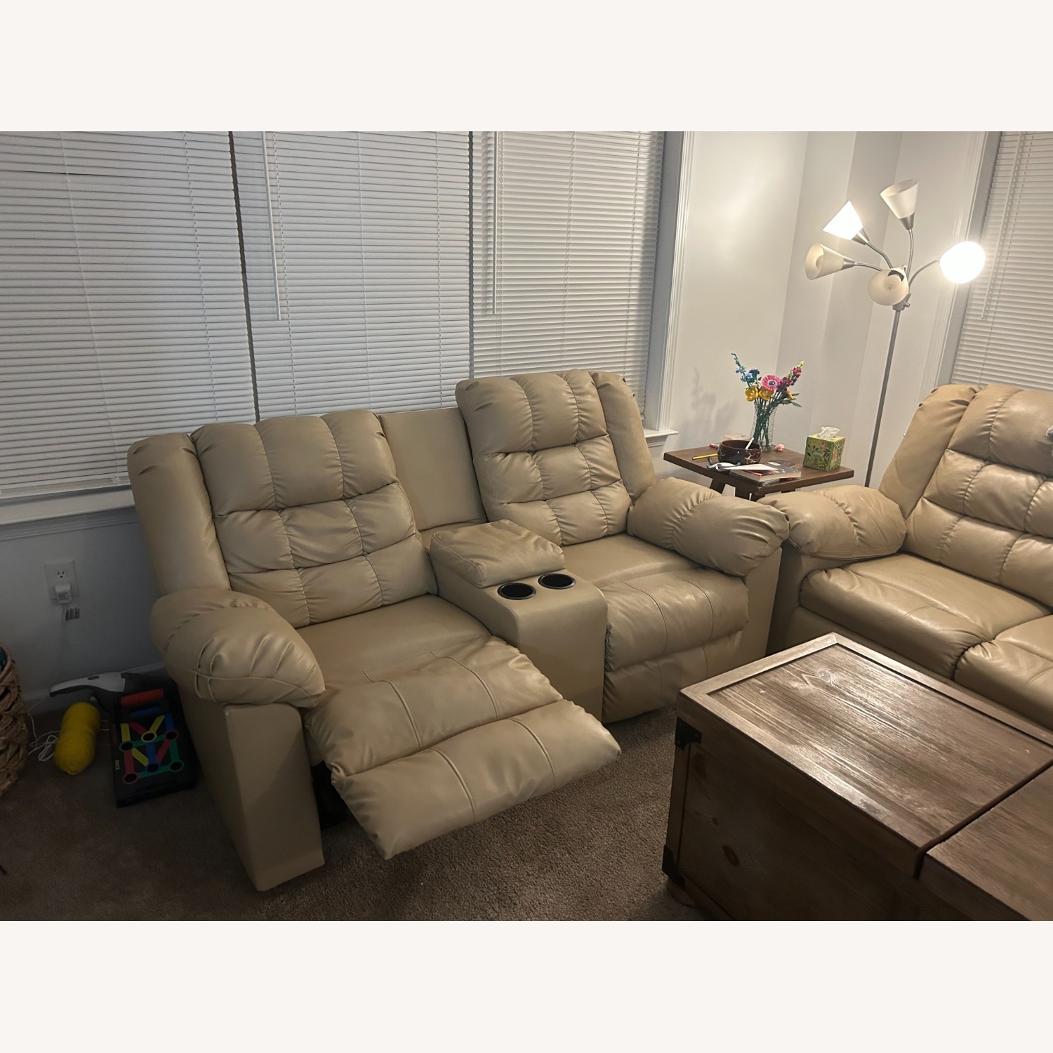 Light Brown Leather 2 Seater Sofa - image-2