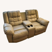 Light Brown Leather 2 Seater Sofa