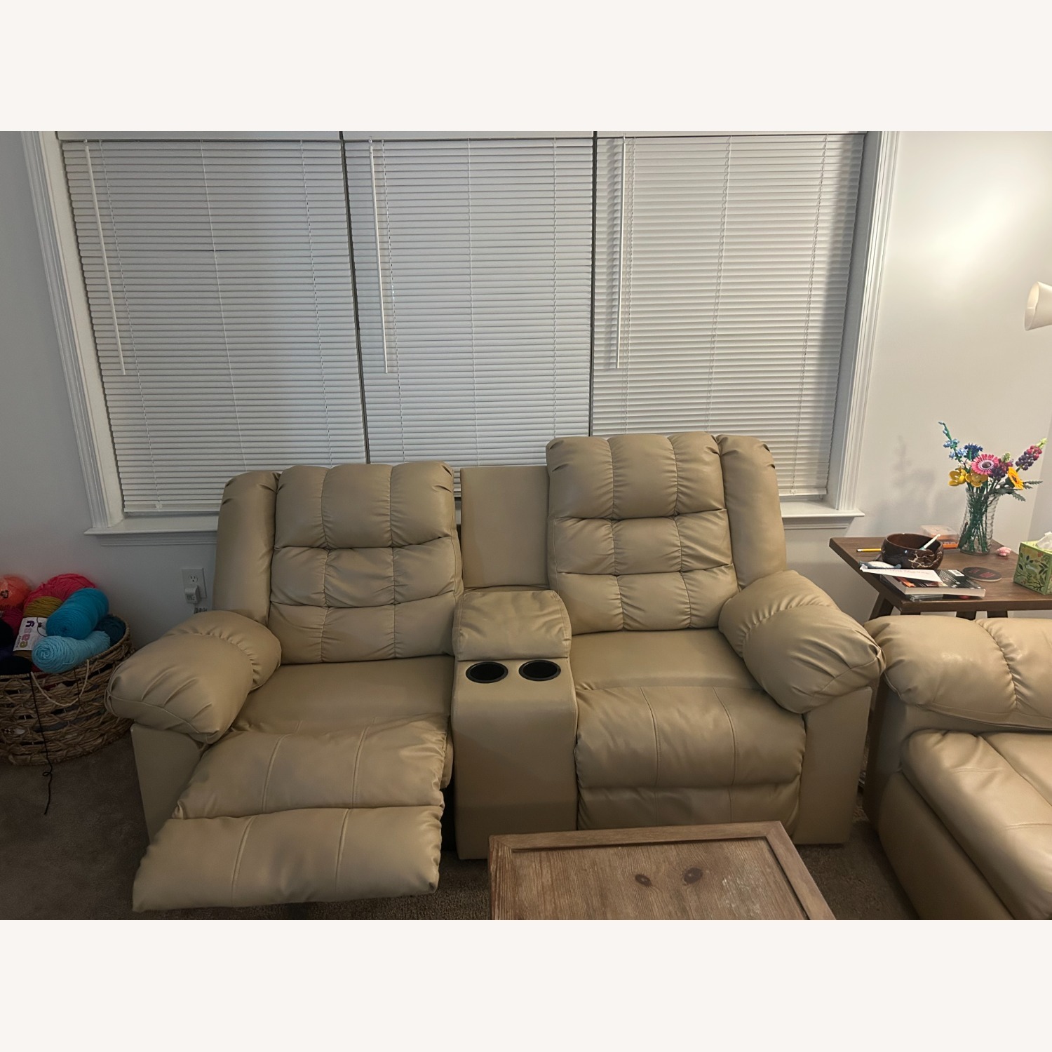 Light Brown Leather 2 Seater Sofa - image-3