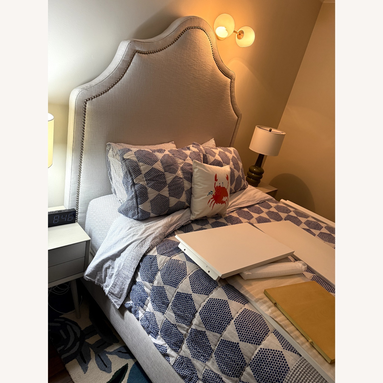 Serena and Lily Grey Upholstered Queen Bed - image-2