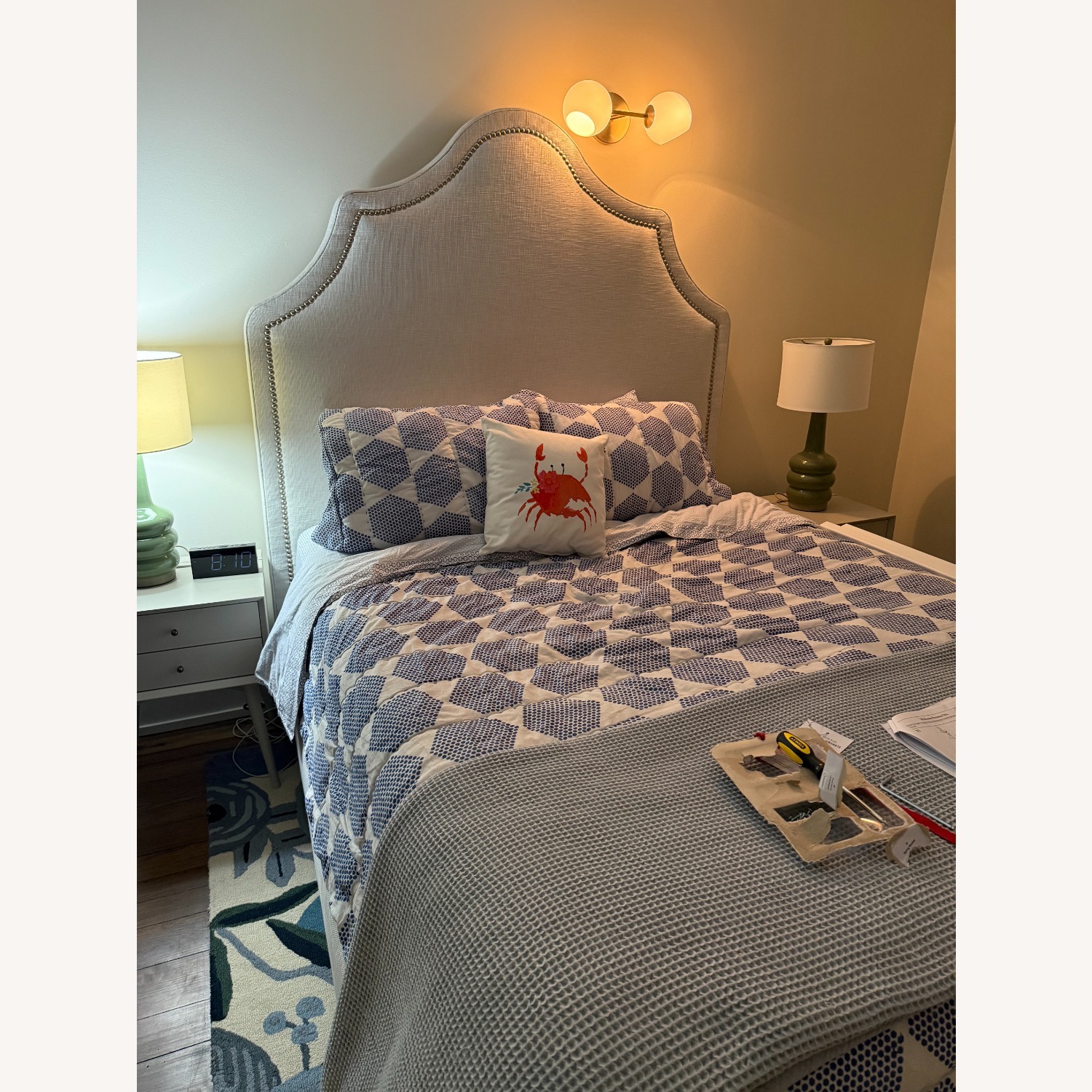 Serena and Lily Grey Upholstered Queen Bed - image-1