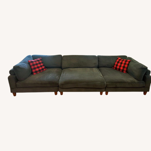 Used Wade Logan Blue Wood 3+ Piece Sectional for sale on AptDeco