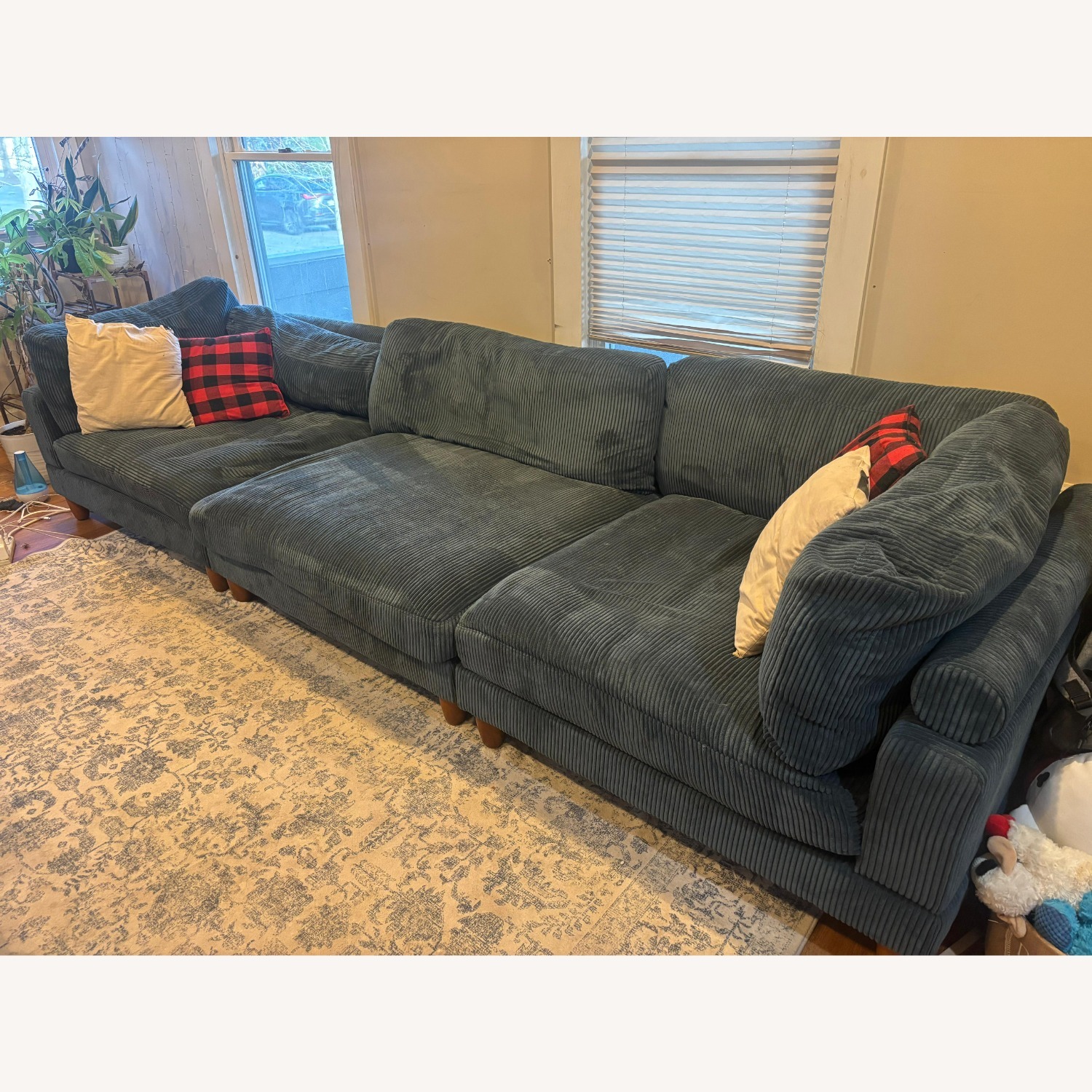 Wade Logan Blue Wood 3+ Piece Sectional - image-1