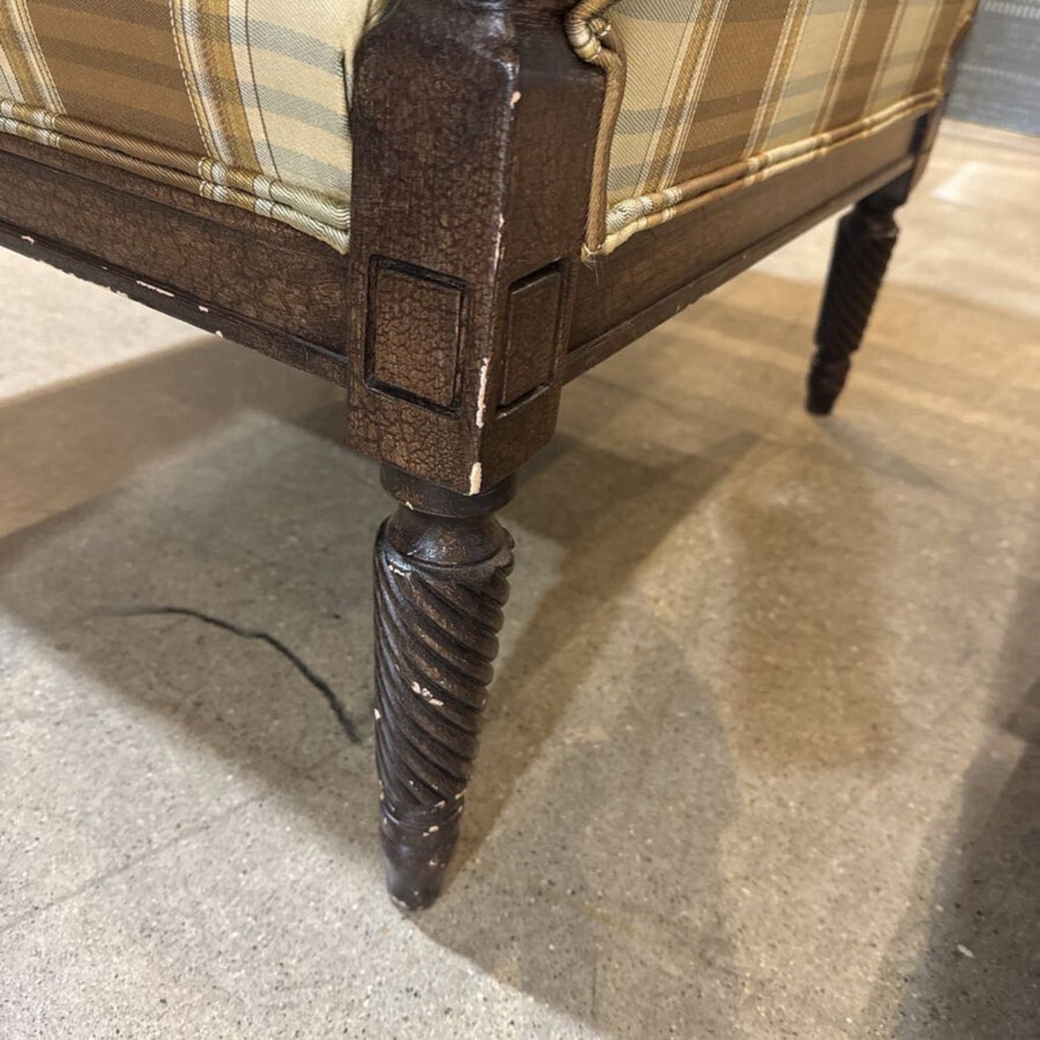 Drexel Custom Plaid Upholstered Wood Frame Chair - image-7