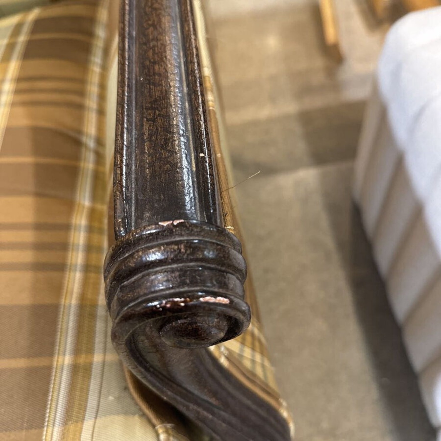 Drexel Custom Plaid Upholstered Wood Frame Chair - image-5