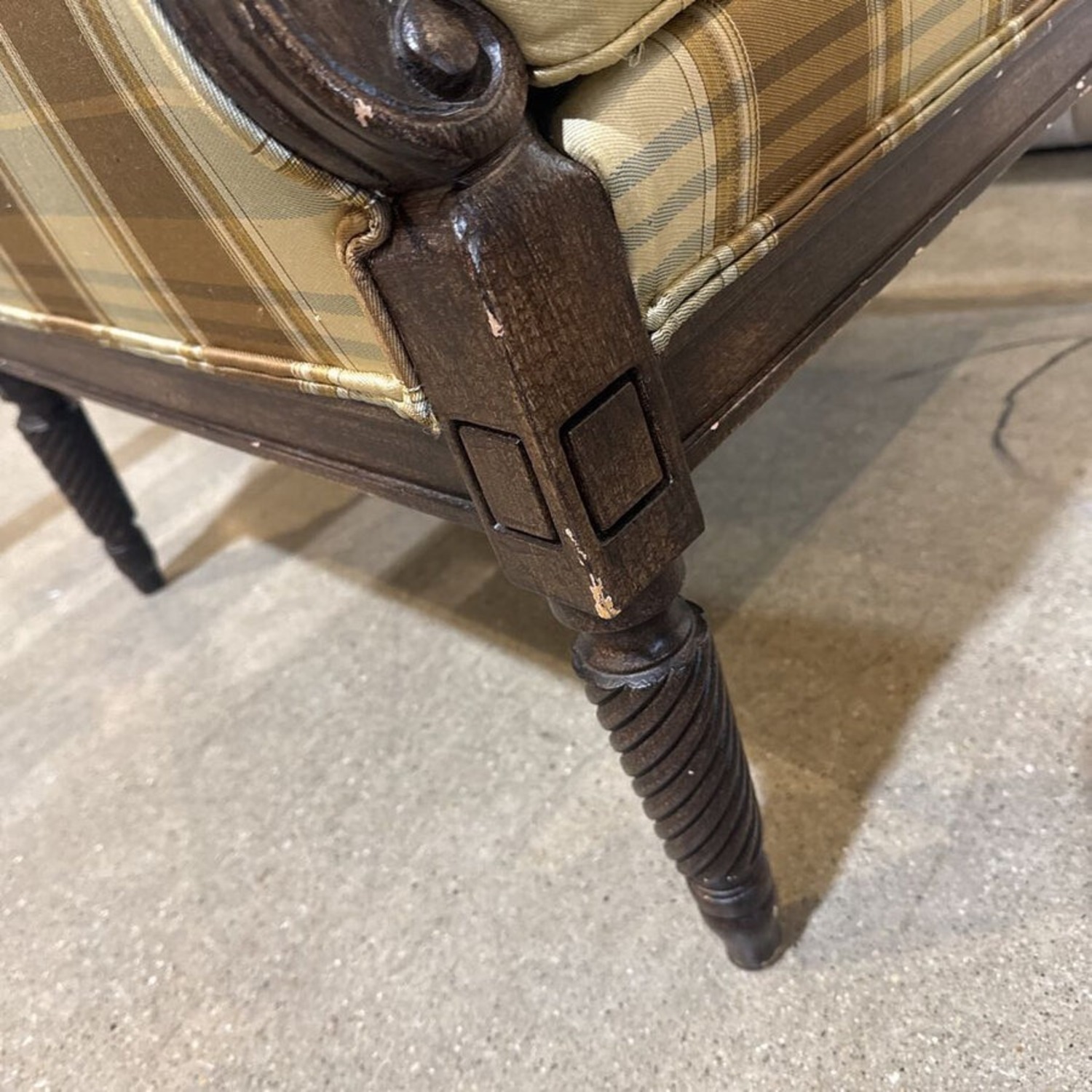 Drexel Custom Plaid Upholstered Wood Frame Chair - image-6