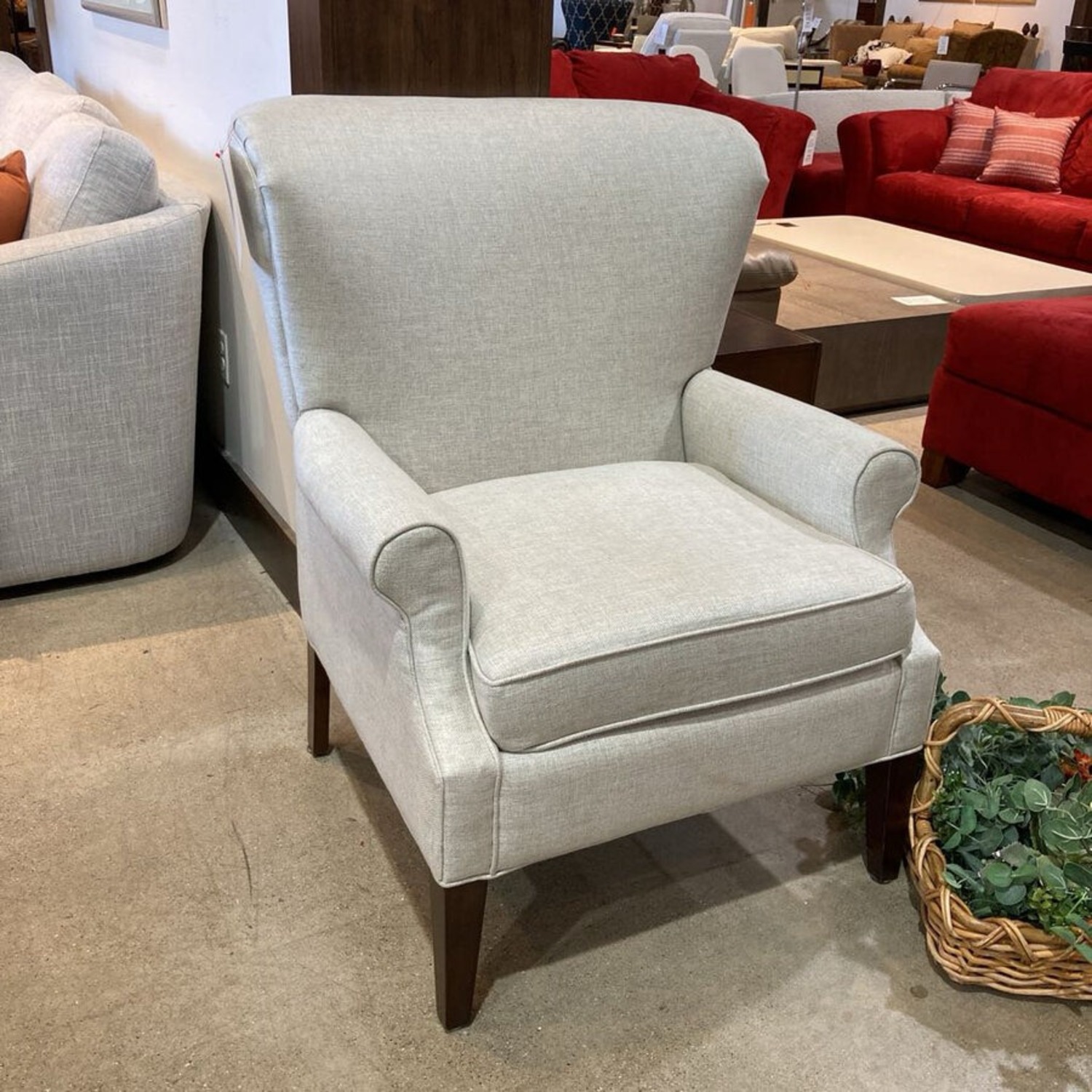 Linen Roll Arm Wide Back Chair Oatmeal - image-2