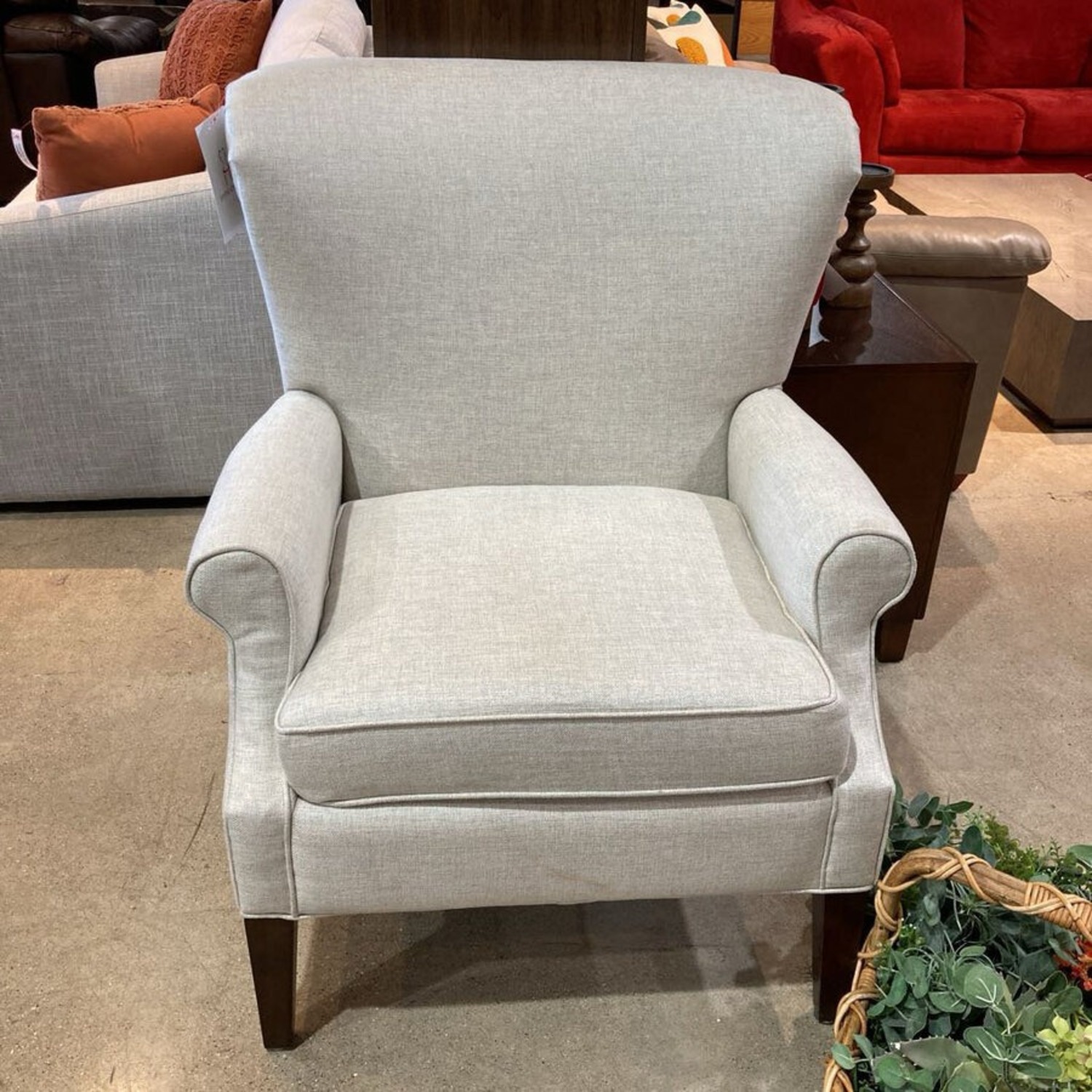 Linen Roll Arm Wide Back Chair Oatmeal - image-3