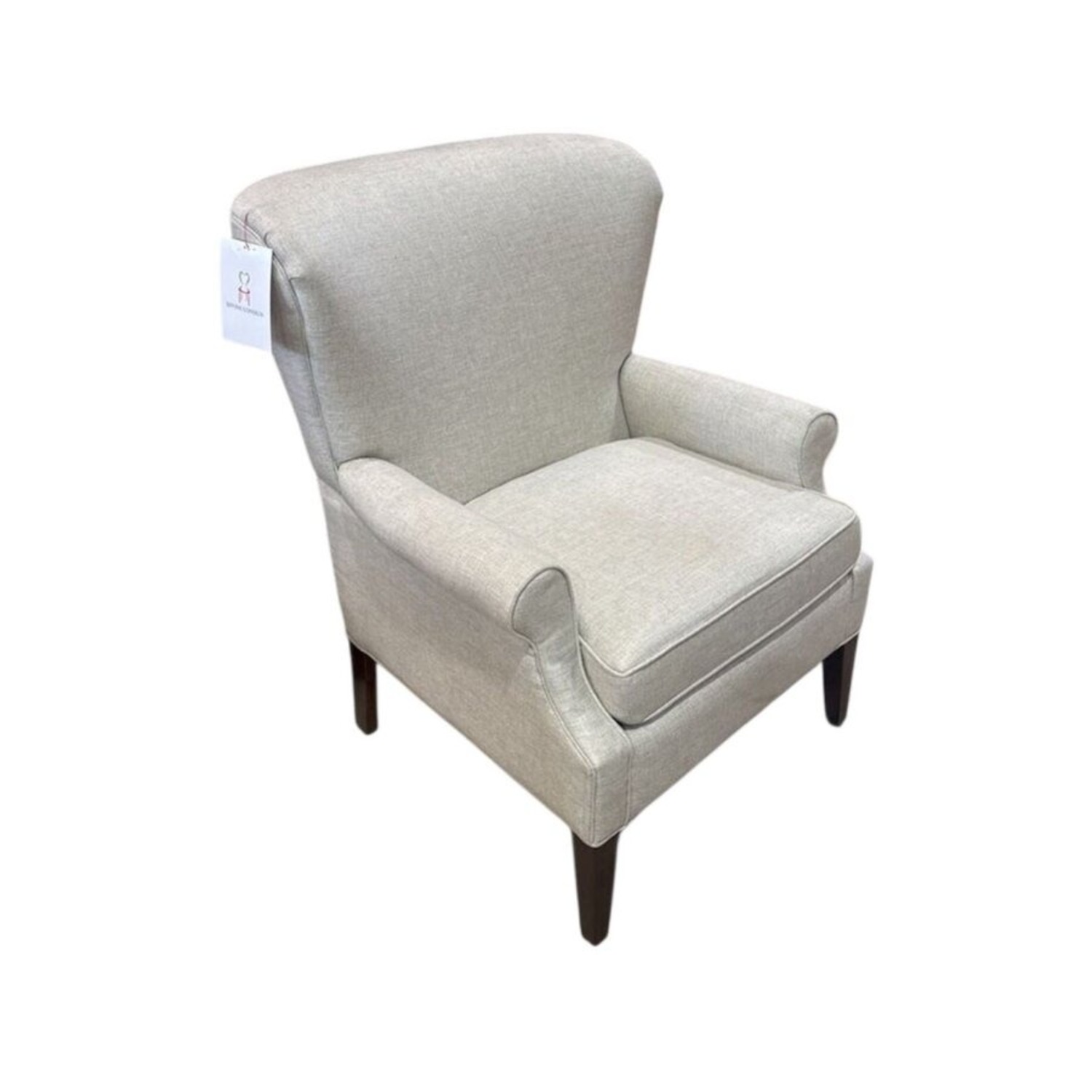 Linen Roll Arm Wide Back Chair Oatmeal - image-1