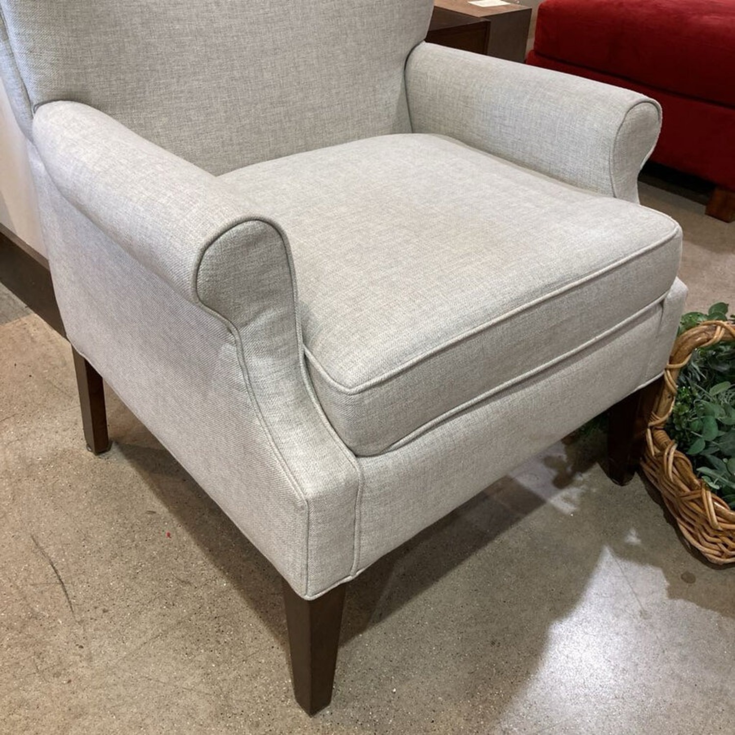 Linen Roll Arm Wide Back Chair Oatmeal - image-5